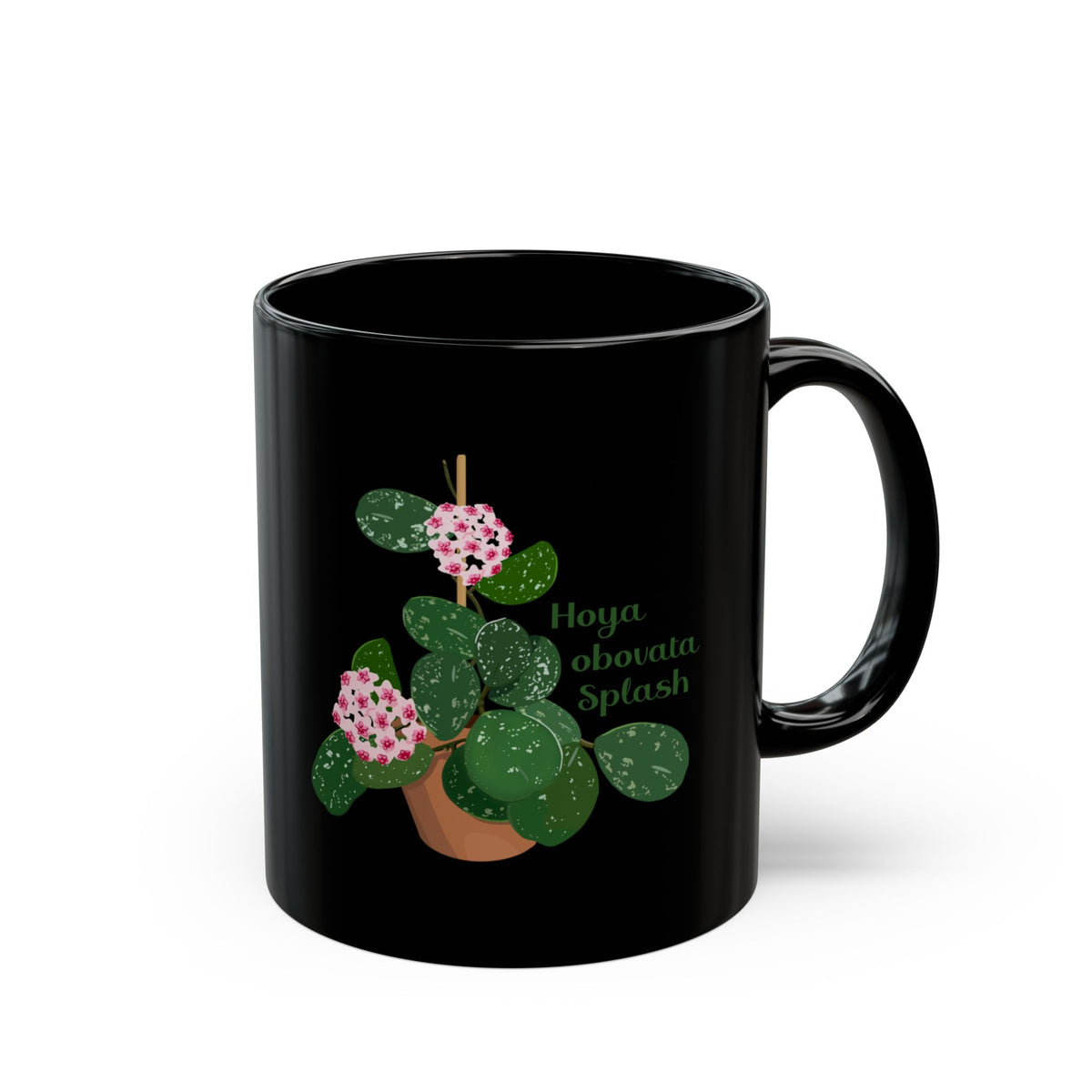 Blooming Hoya Obovata Splash Plant Lover Mug - Black