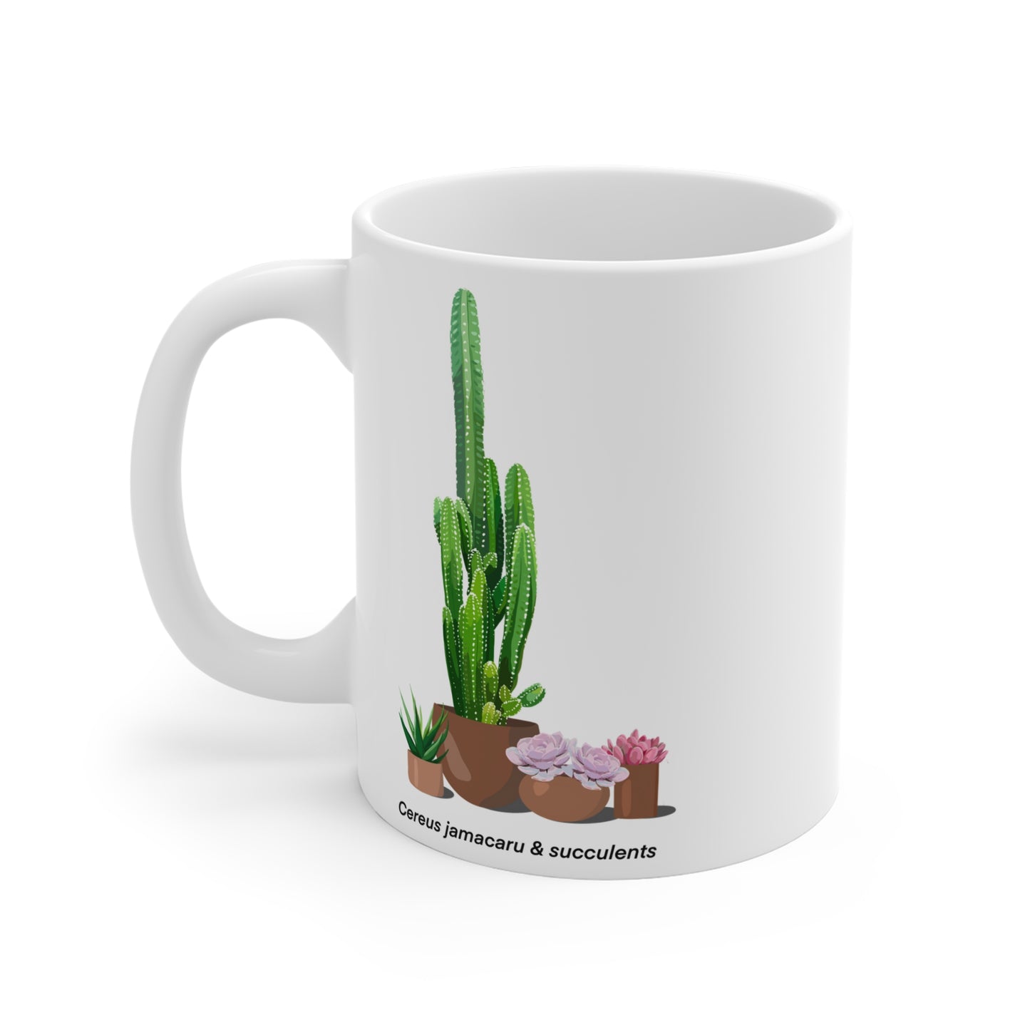 Cactus Jamacaru & Succulents Plant Lover Mug - White