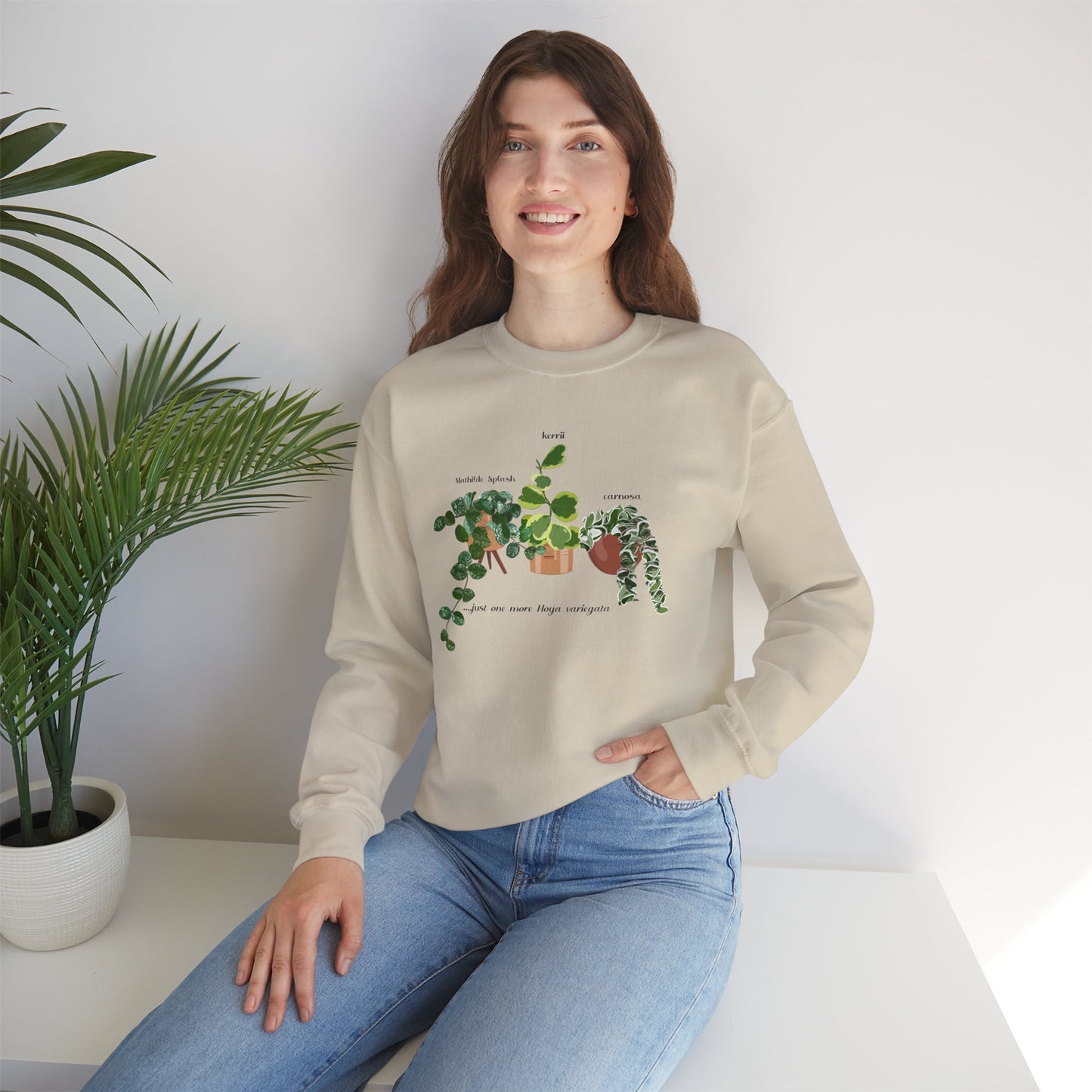 Hoya Mathilde Splash, Kerrii Variegata and Carnosa Hindu Rope Trio Crewneck Sweatshirt