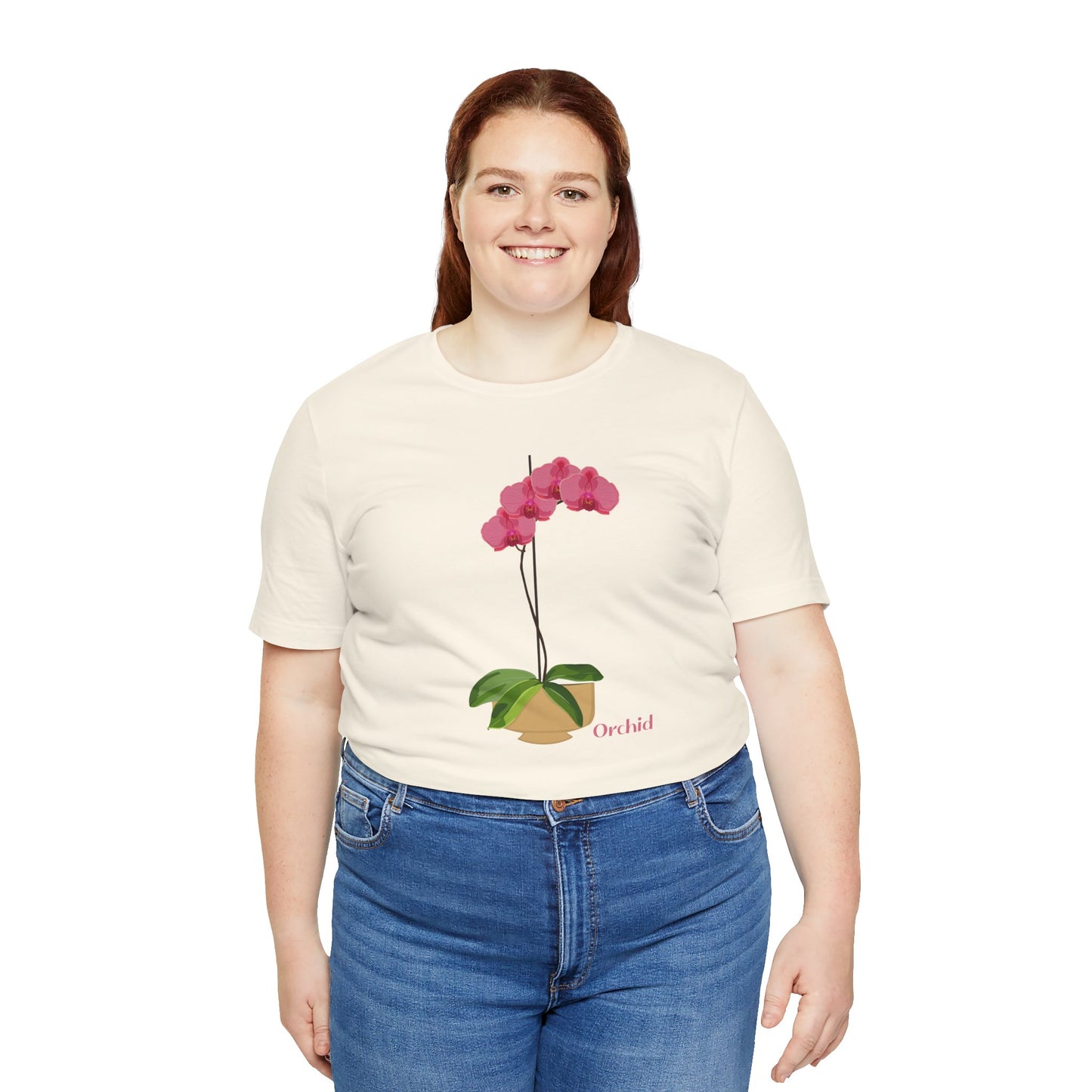 Pink Orchid T-Shirt for Plant and Flower Lovers - White, Natural, Pink, Black
