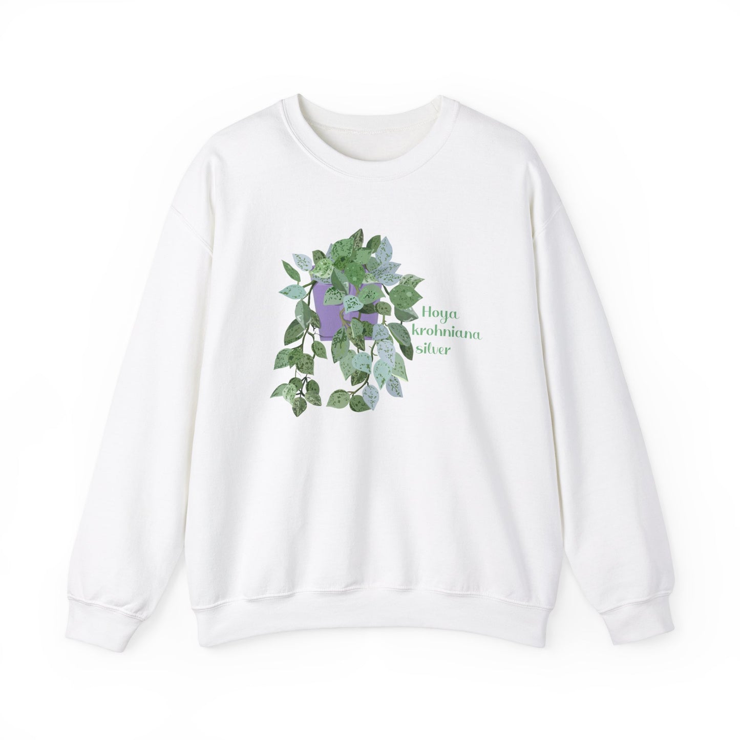 Hoya Krohniana Silver Plant Lover Crewneck Sweatshirt - White