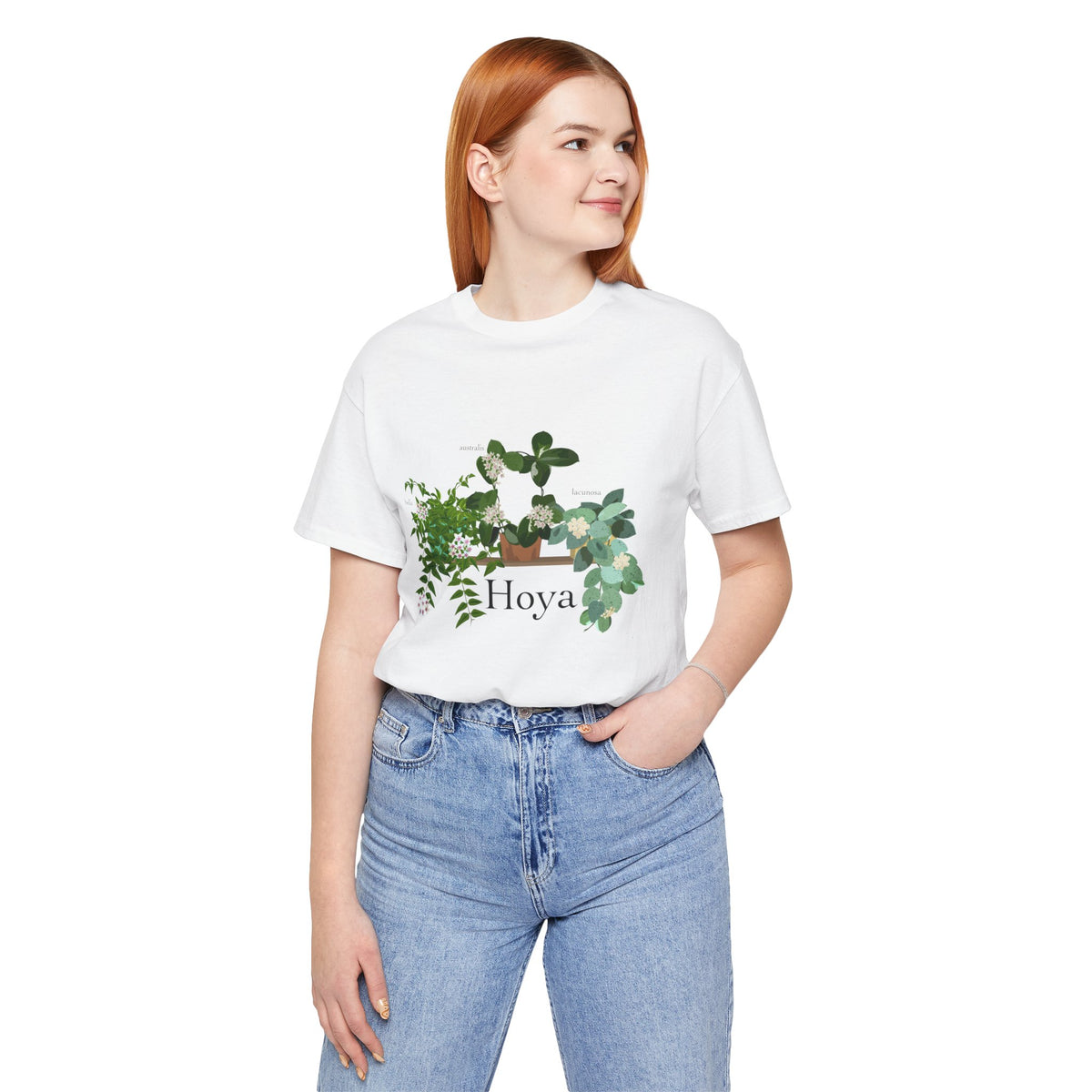 Hoya Lacunosa, Bella, & Australis Trio T-Shirt for Plant Lovers - White, Natural