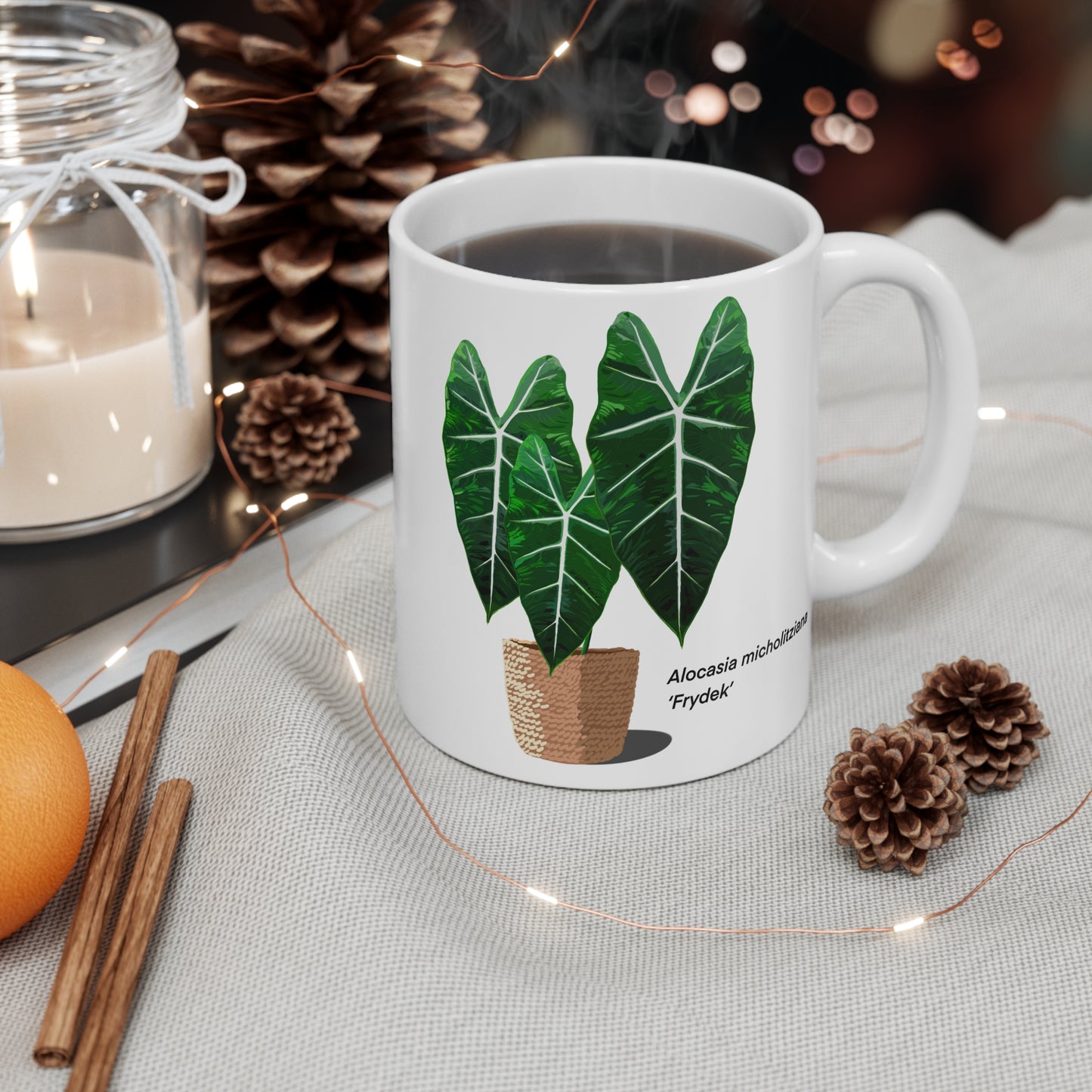 Alocasia Micholitziana "Frydek" Plant Lover Mug - White