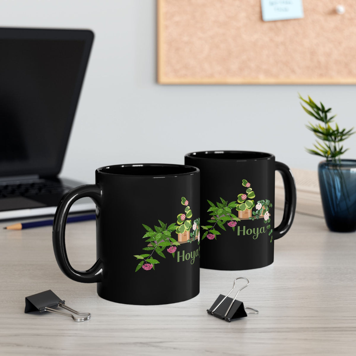 Hoya Mathilde Splash, Kerii Variegata, & Publicalyx Splash Trio Plant Lover Mug - Black