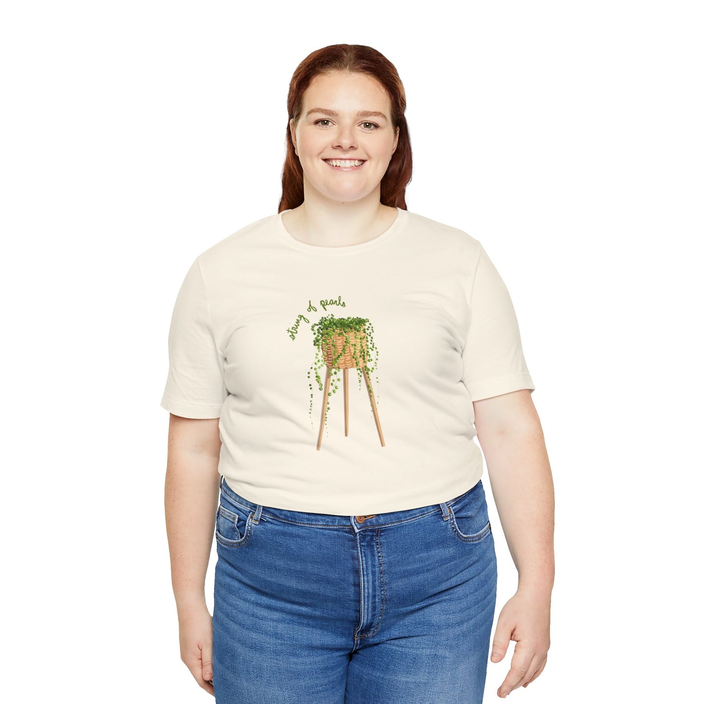 String of Pearls Succulent Plant Lover T-Shirt - White, Natural, Black