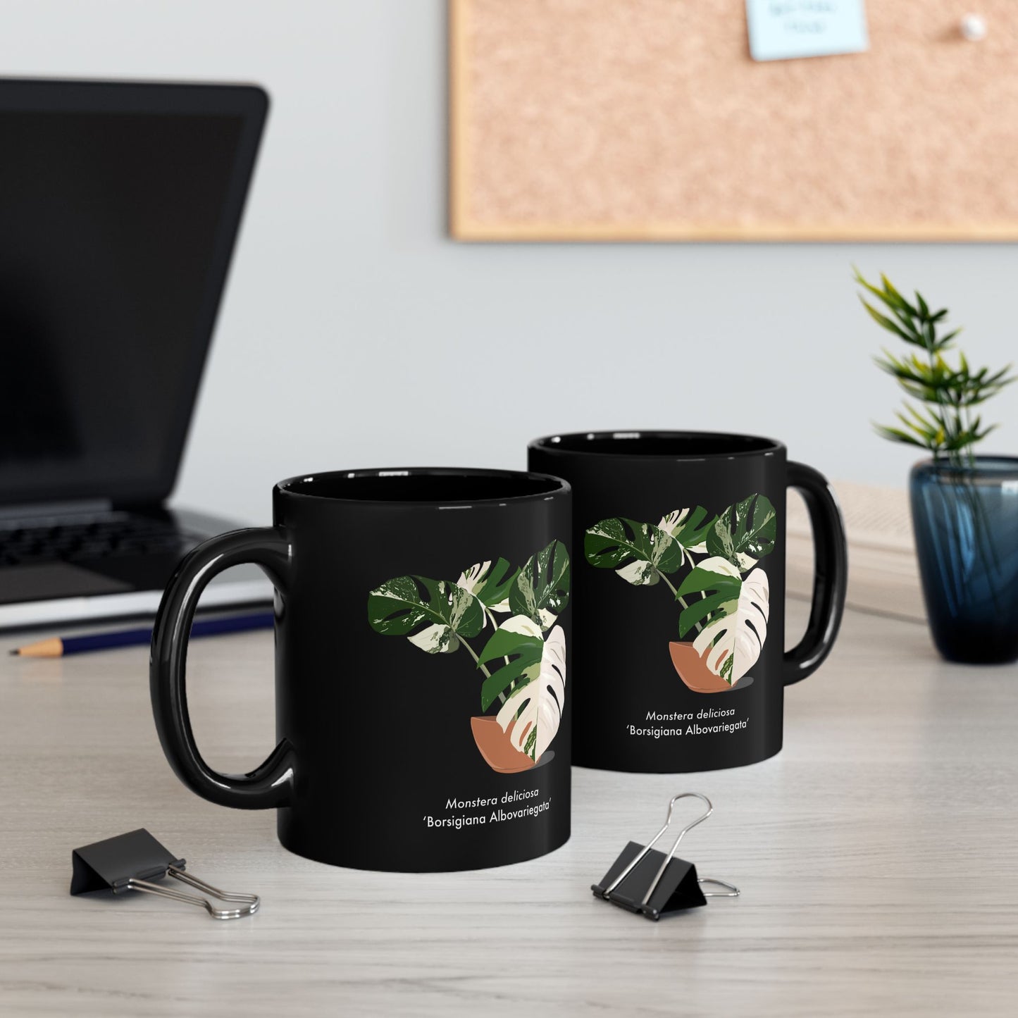 Monstera Deliciosa Borsigiana Albovariegata Plant Lover Mug - Black