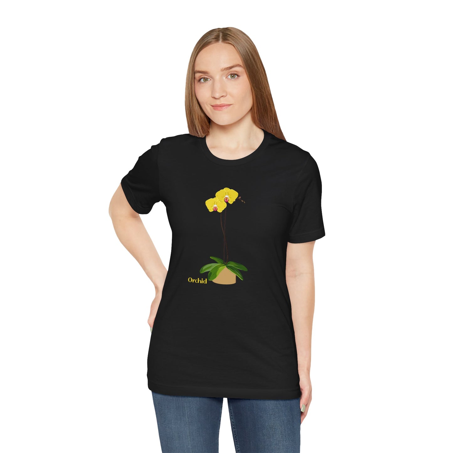 Yellow Orchid T-Shirt for Plant and Flower Lovers - White, Natural, Black, Sage