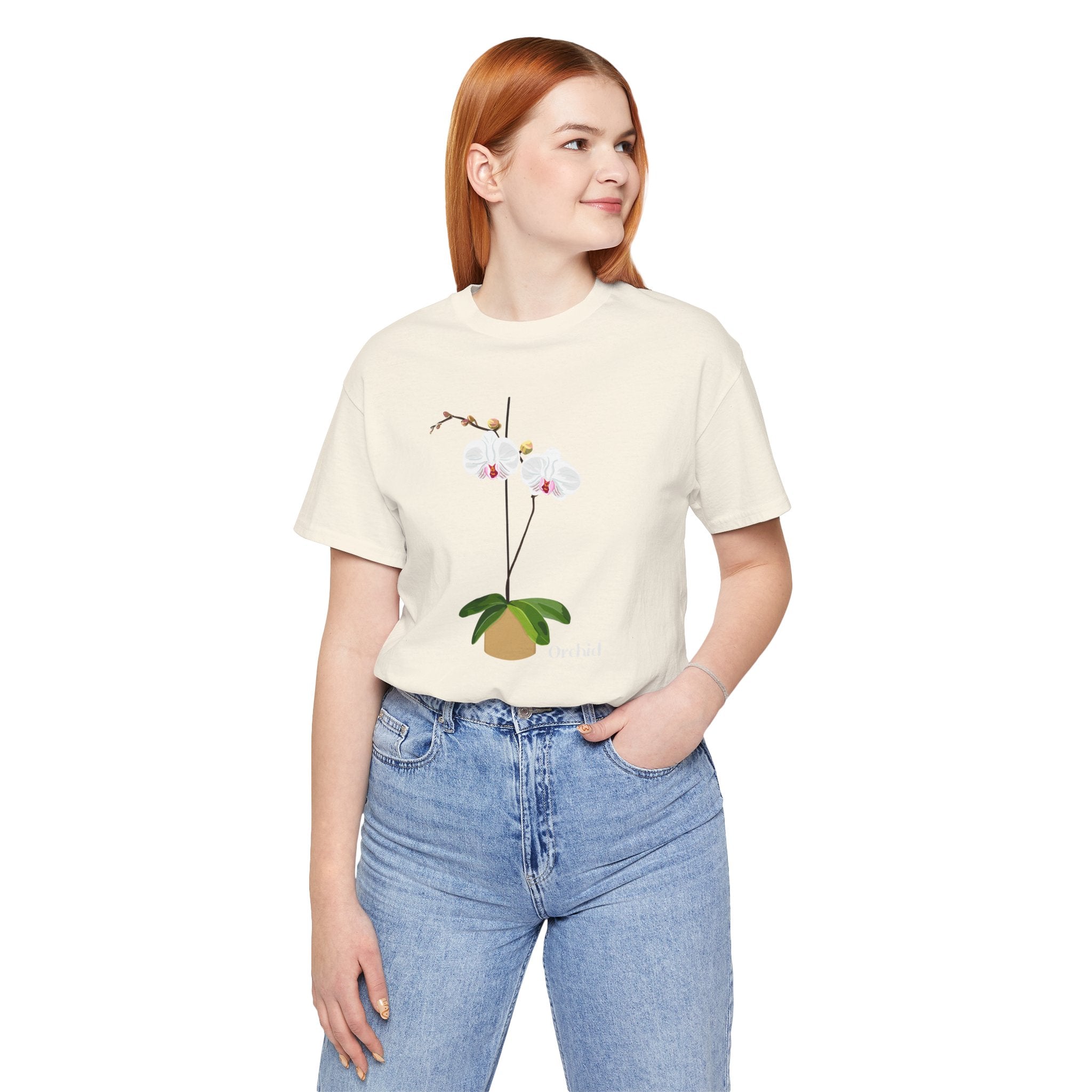 White Orchid T-Shirt for Plant and Flower Lovers - White, Natural