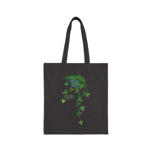 Peperomia Tetraphylla 'Hope' Plant Lover Canvas Tote Bag - Black