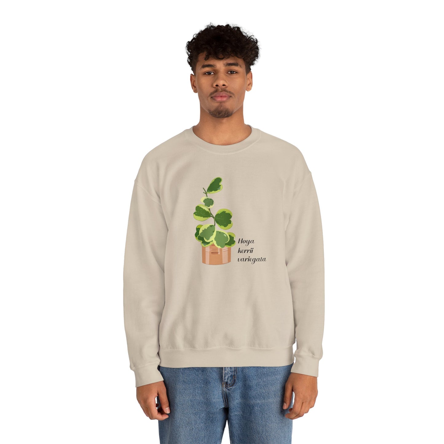 Hoya Kerrii Variegata Plant Lover Crewneck Sweatshirt - Beige