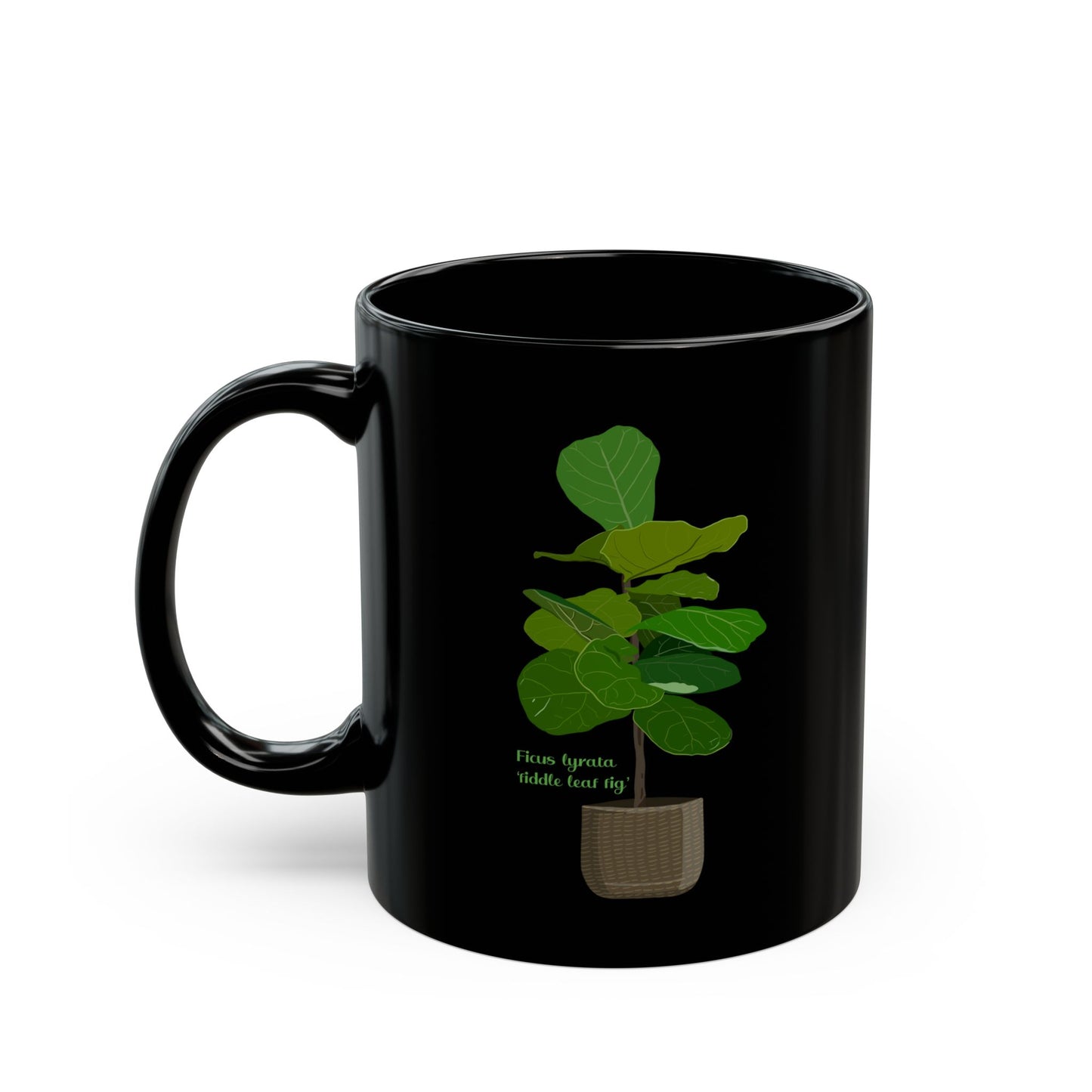 Ficus Lyrata "Fiddle Leaf Fig" Plant Lover Mug - Black