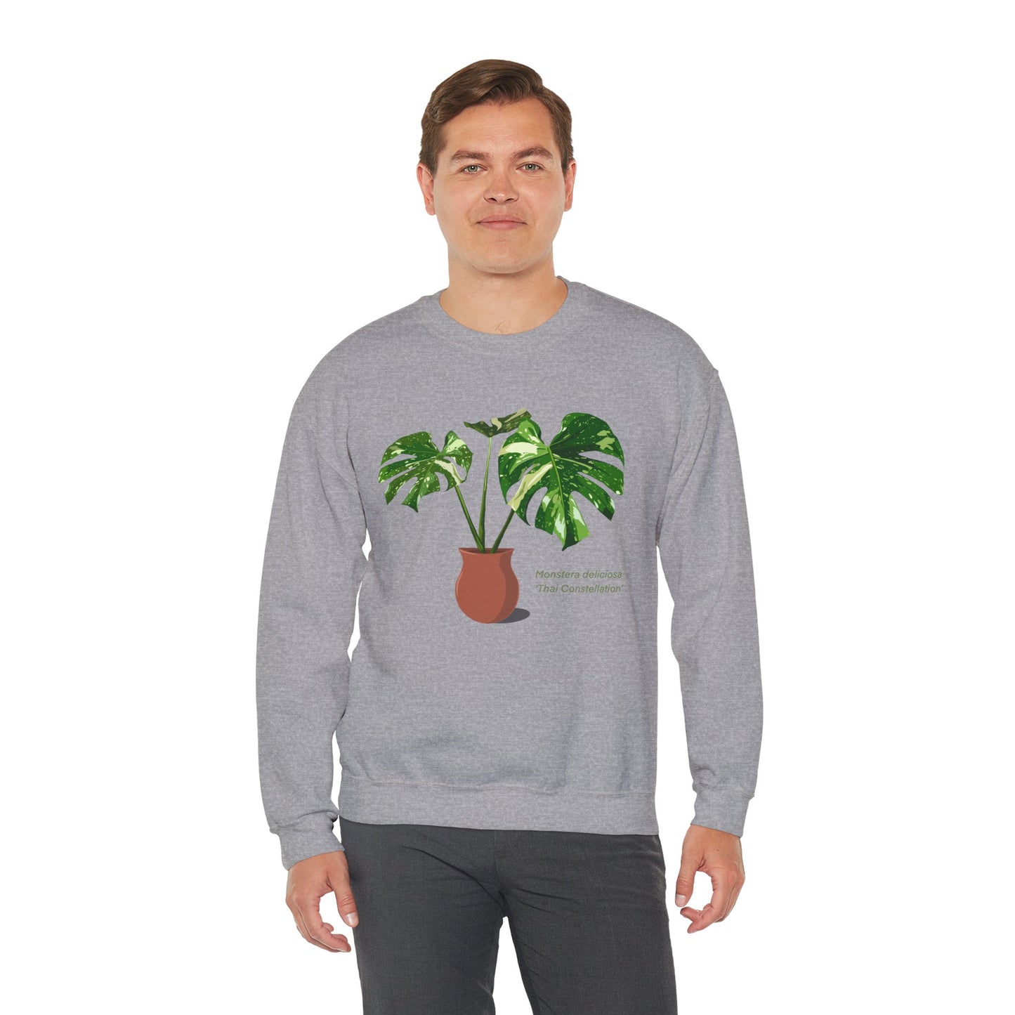 Monstera Deliciosa Thai Constellation Plant Lover Crewneck Sweatshirt