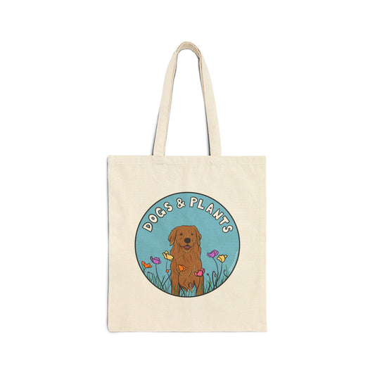 Dogs & Plants Golden Retriever & Plant Lover Canvas Tote Bag