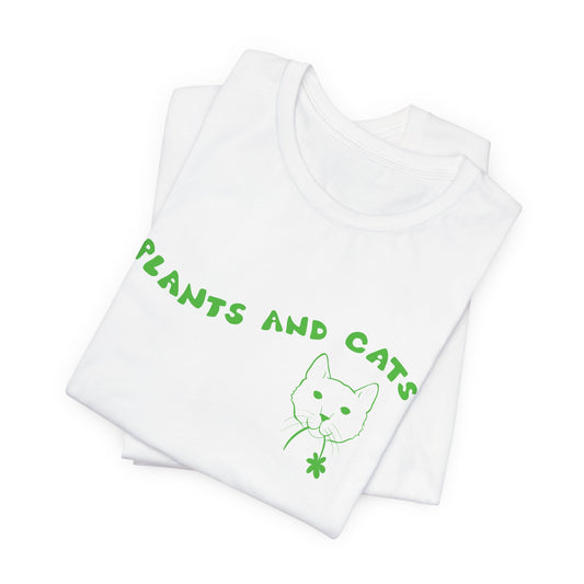 Plants and Cats Lover T-Shirt - White, Natural, Black, Pink