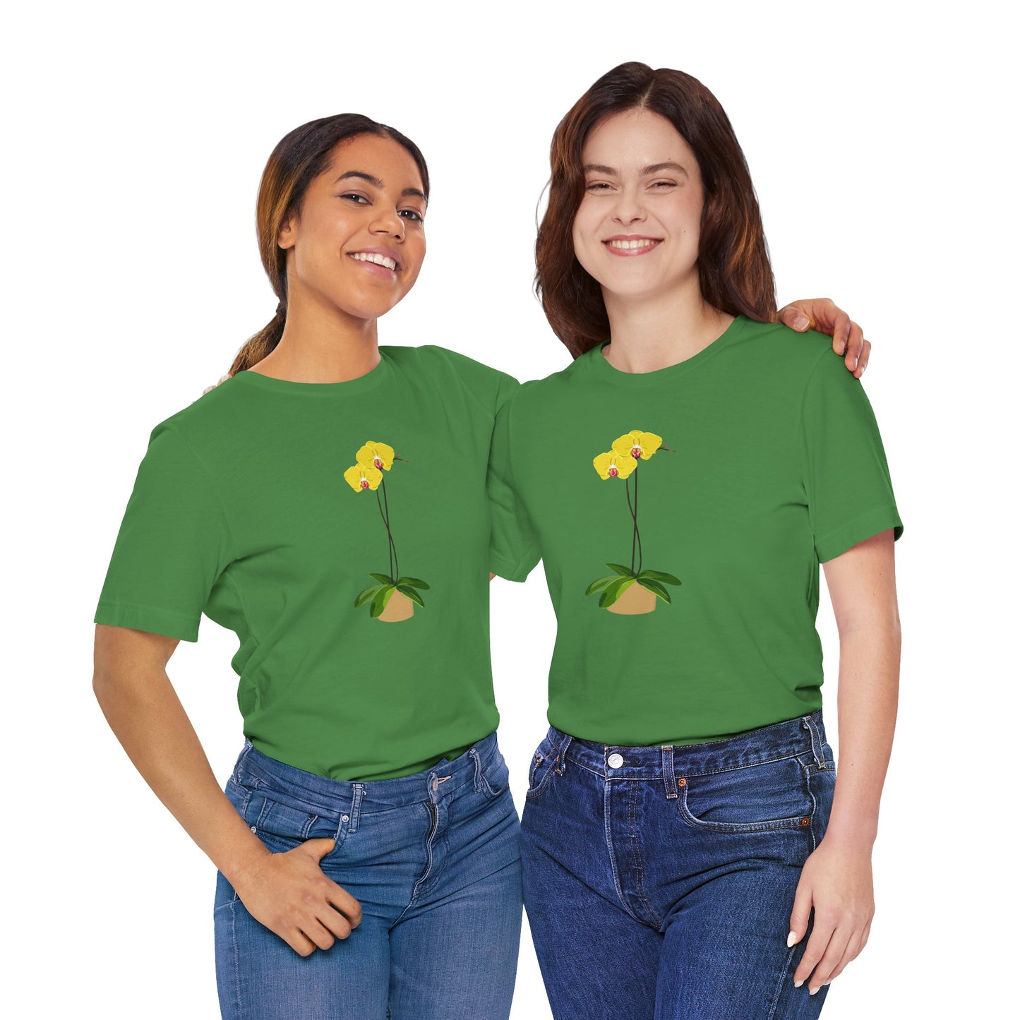 Yellow Orchid T-Shirt for Plant and Flower Lovers - White, Peach, Green or Blue