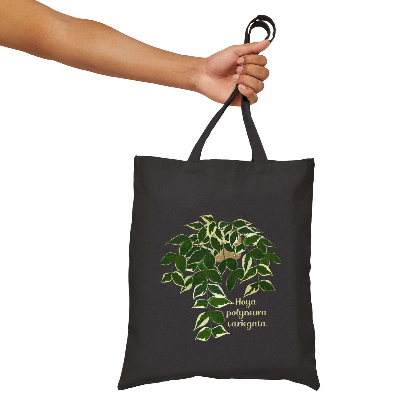 Hoya Polyneura Variegata Canvas Tote Bag - Black