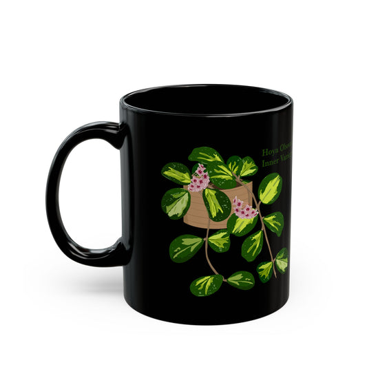 Hoya Obovata Inner Variegated Plant Lover Mug - Black