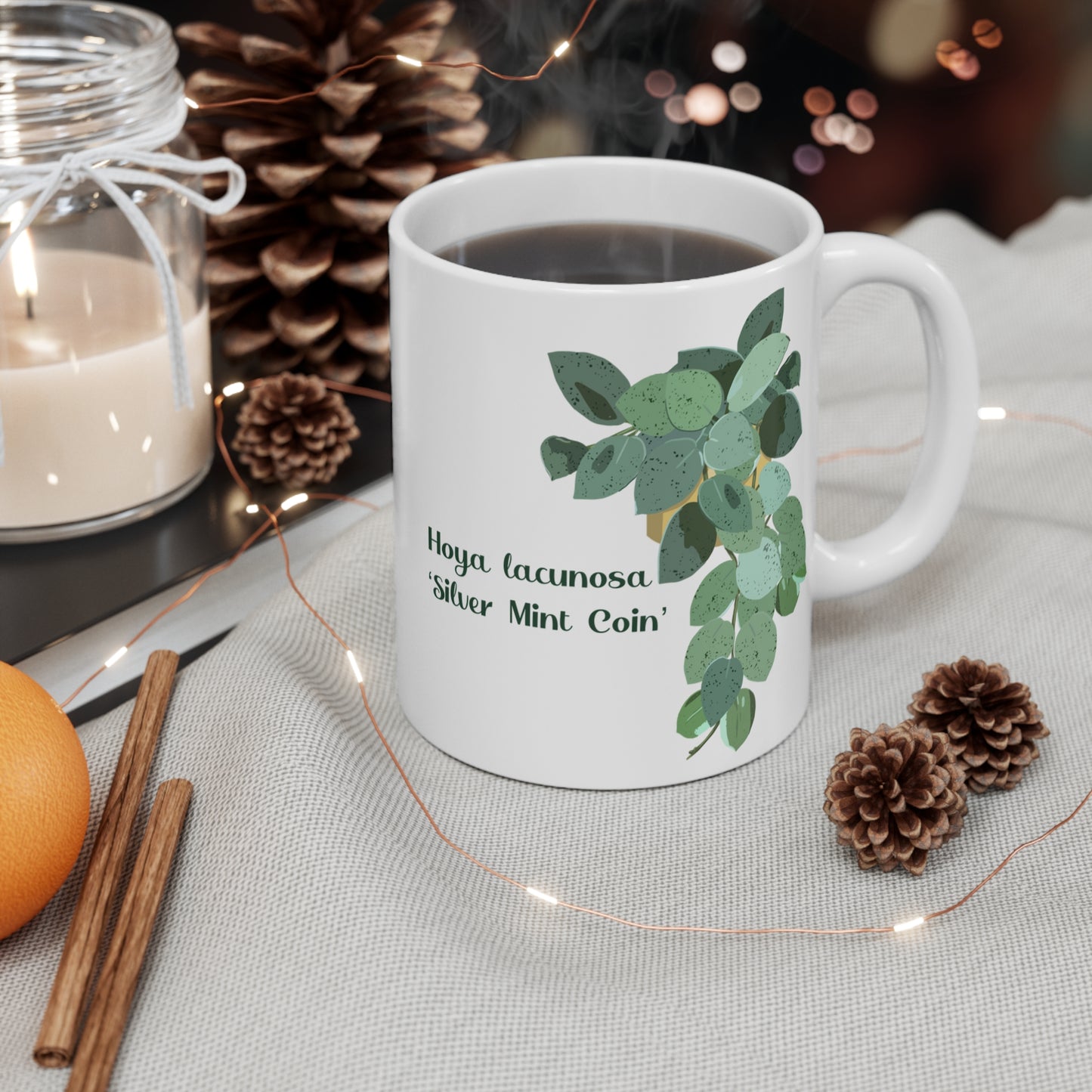 Hoya Lacunosa "Silver Mint Coin" Plant Lover Mug - White