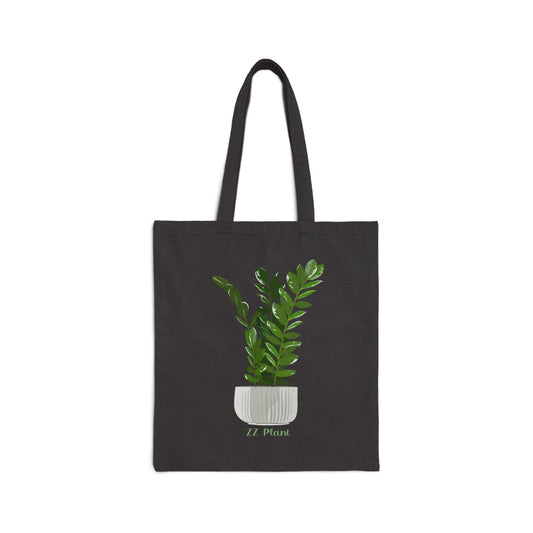 ZZ Plant Canvas Tote Bag - Black