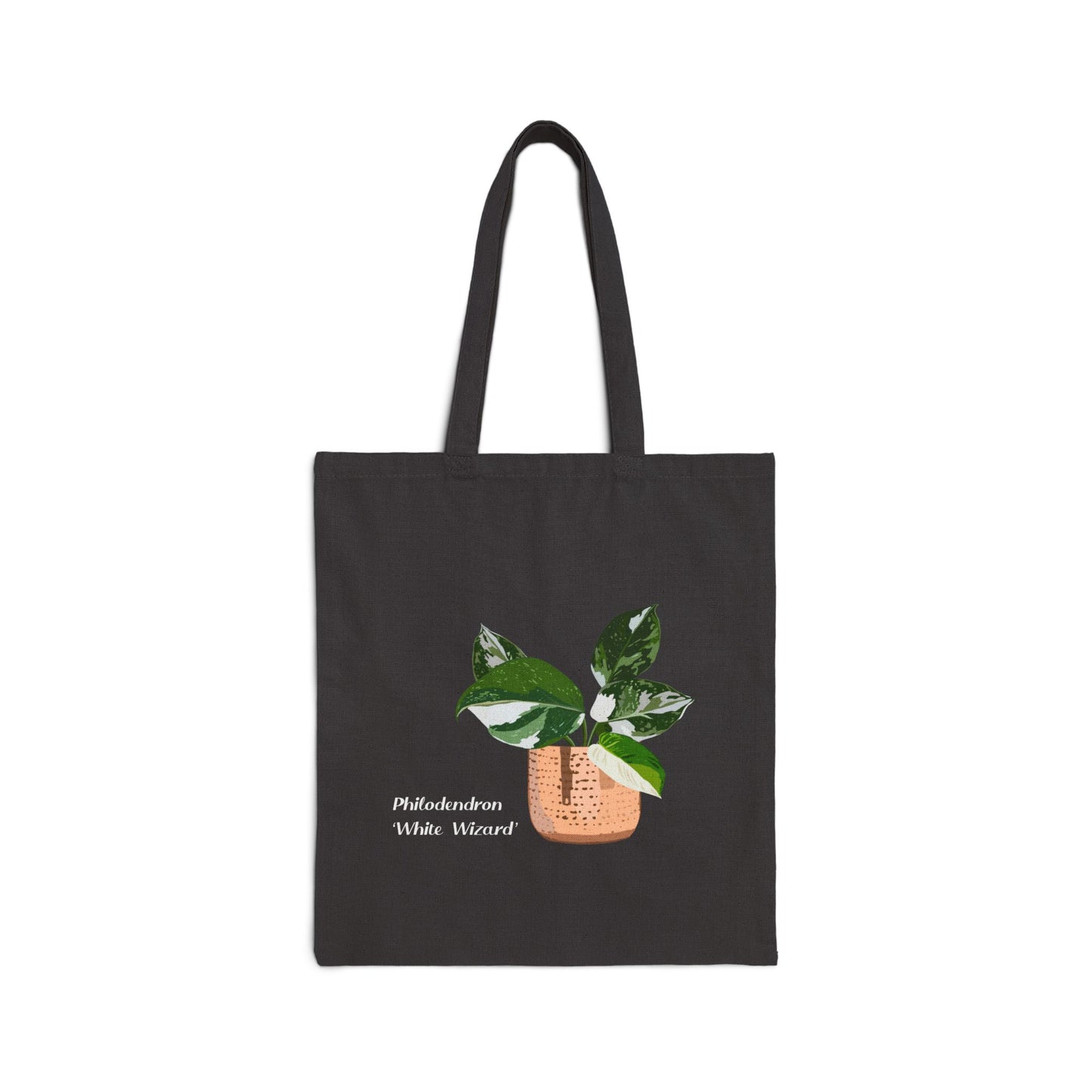 Philodendron White Wizard Canvas Tote Bag - Black