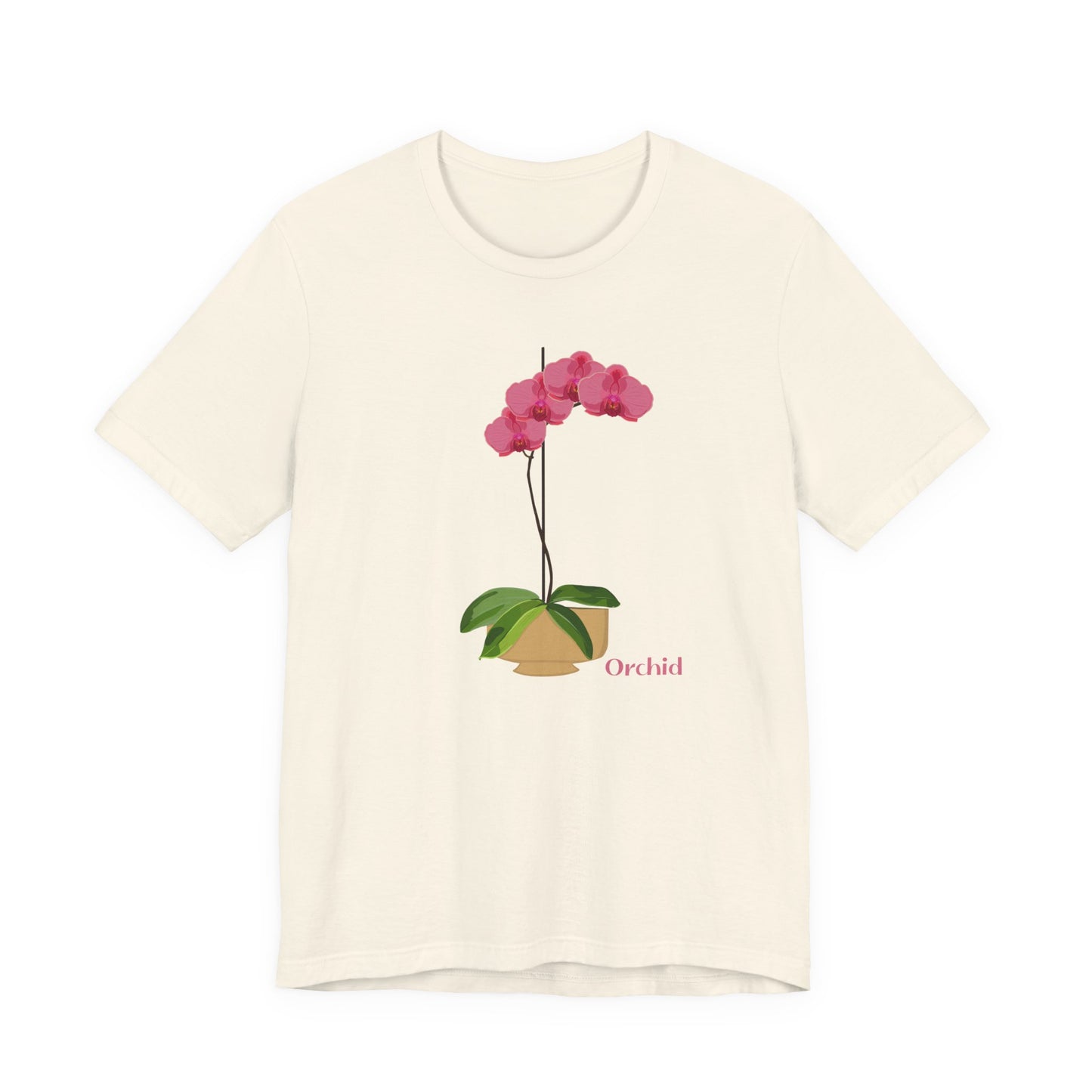 Pink Orchid T-Shirt for Plant and Flower Lovers - White, Natural, Pink, Black