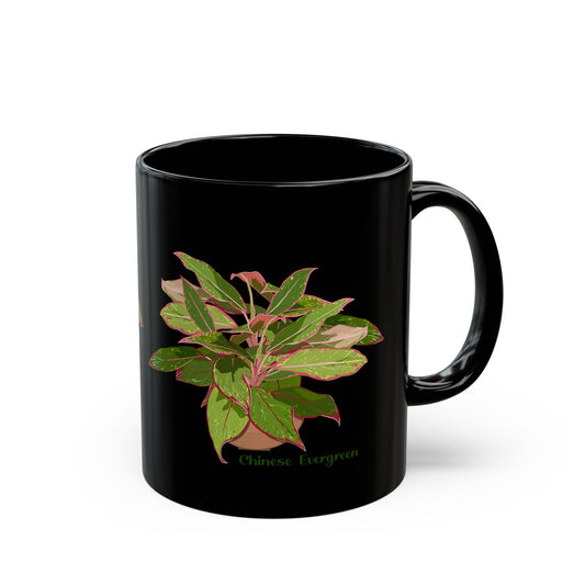 Chinese Evergreen Plant Lover Mug - Black