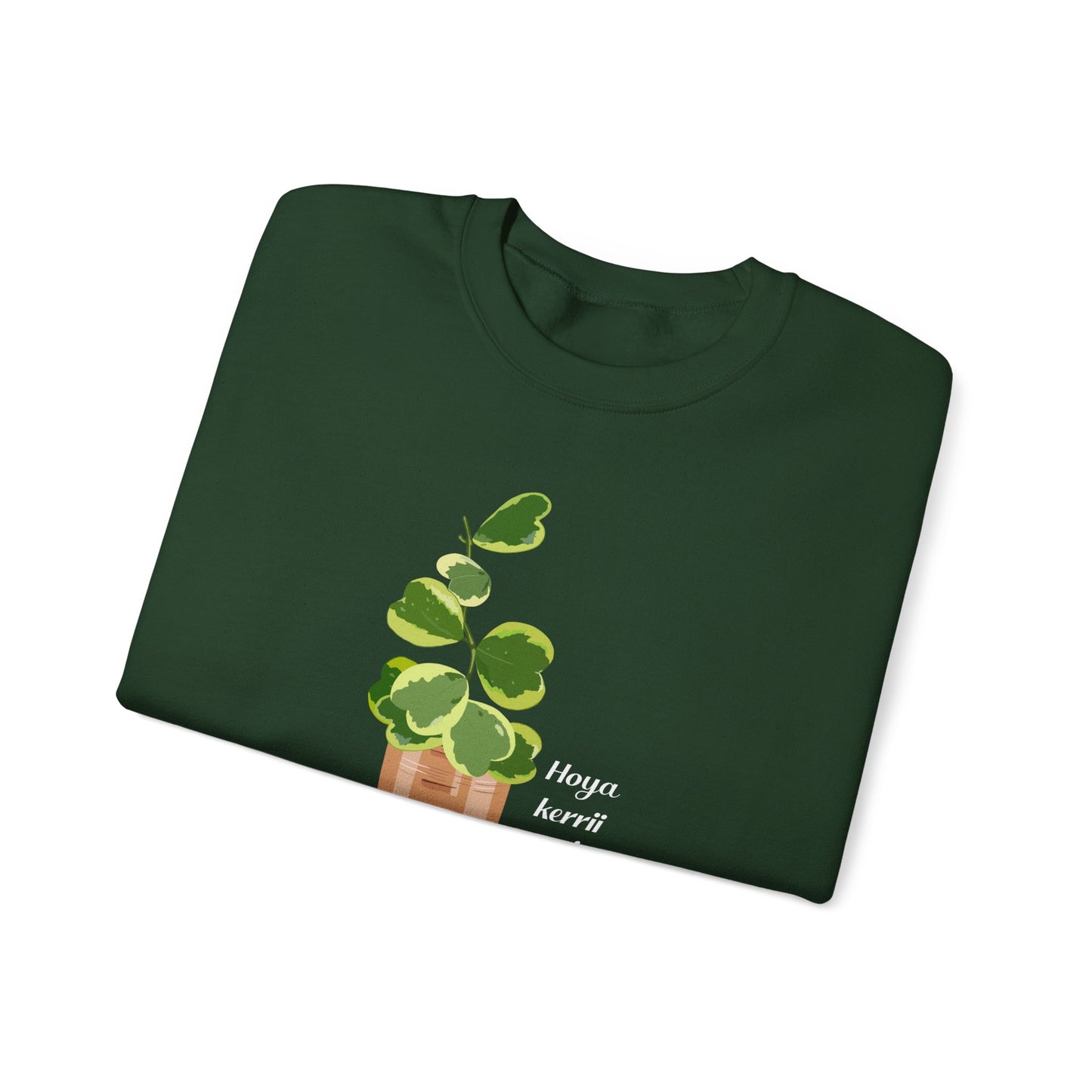 Hoya Kerrii Variegata Plant Lover Crewneck Sweatshirt - Forest Green