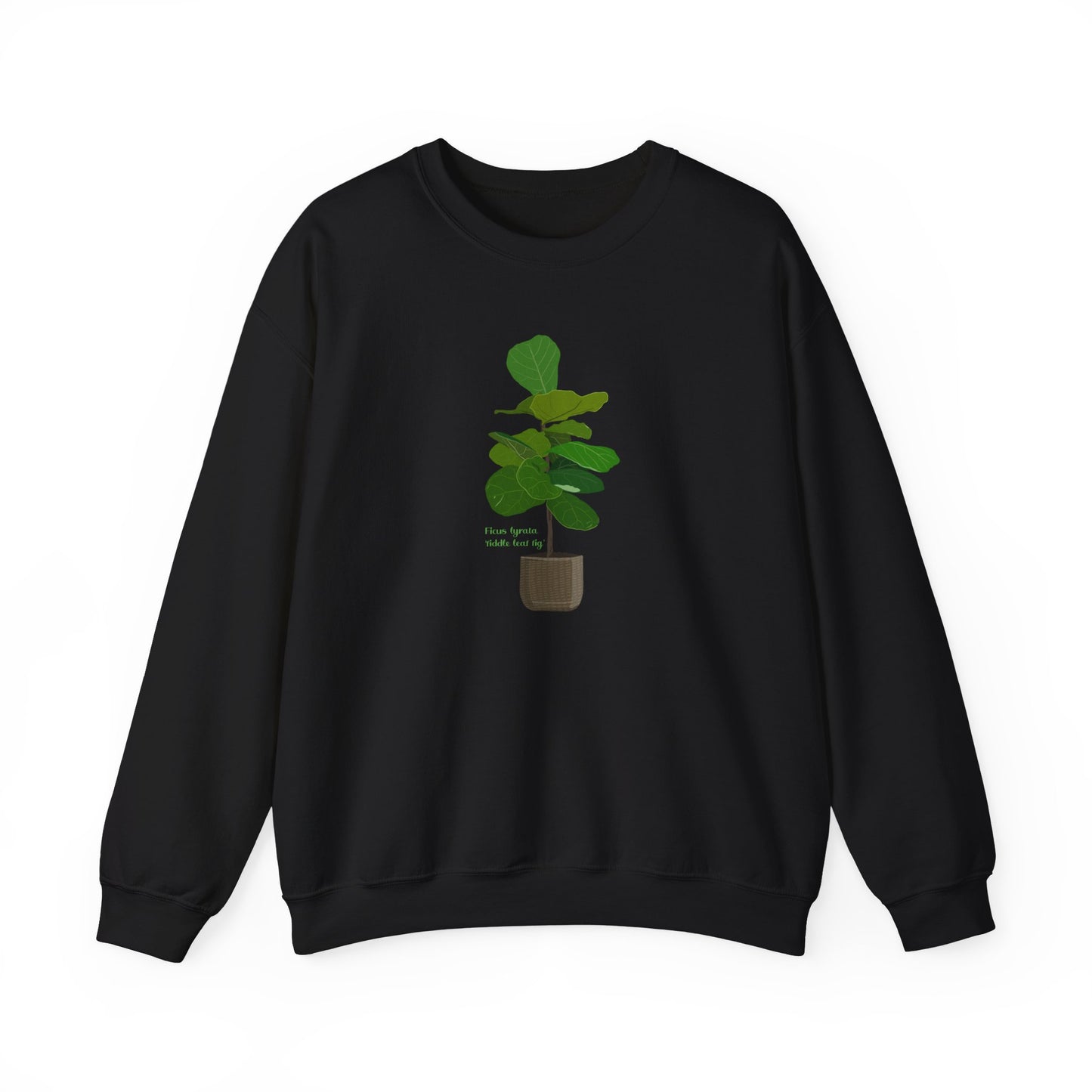 Ficus Lyrata 'Fiddle Leaf Fig' Plant Lover Crewneck Sweatshirt - Black