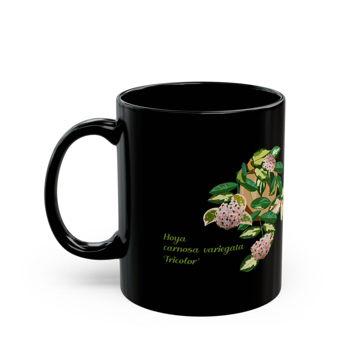 Blooming Hoya Carnosa Variegata 'Tricolor' Plant Lover Mug - Black