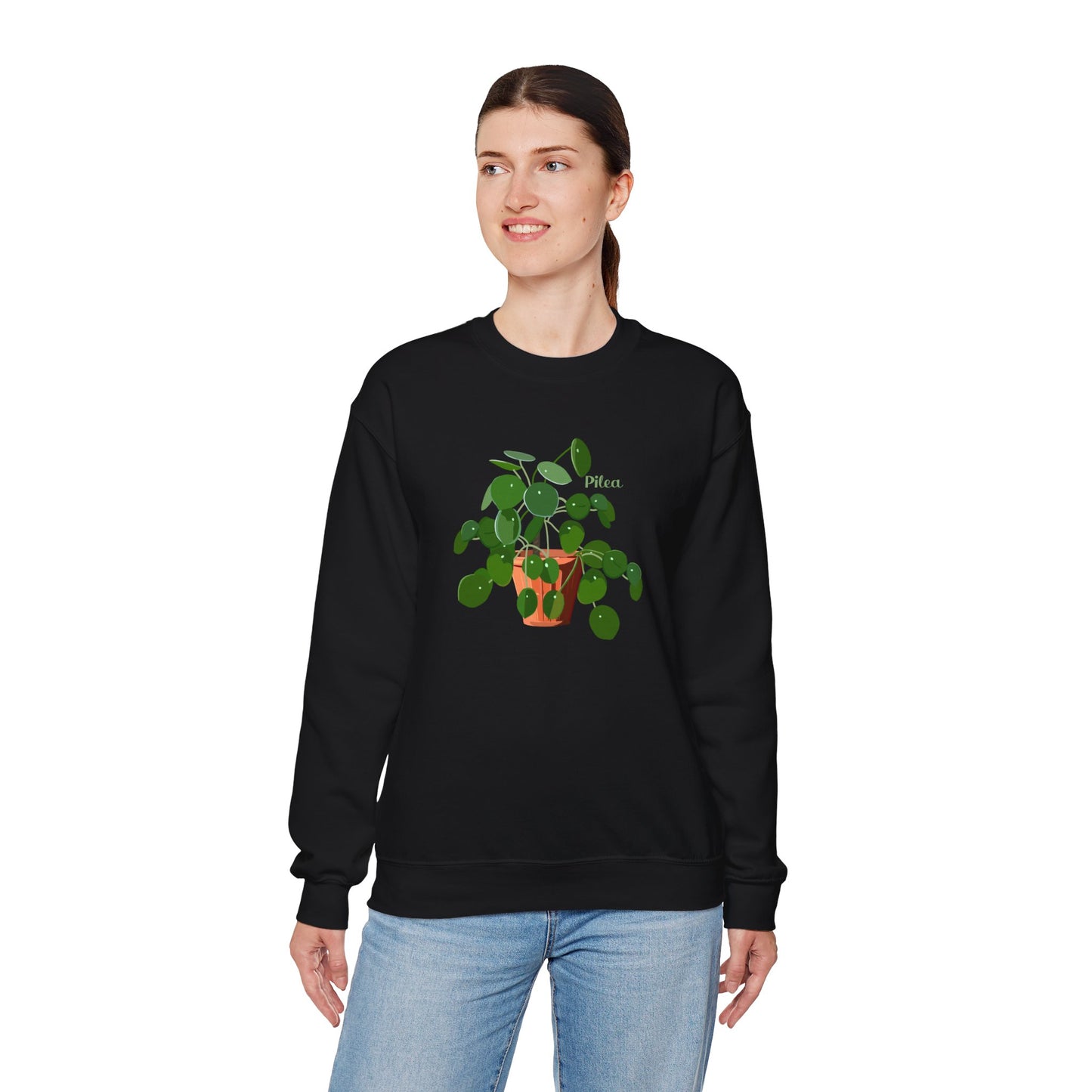 Pilea Peperomioides 'Chinese Money Plant' Plant Lover Crewneck Sweatshirt - Black