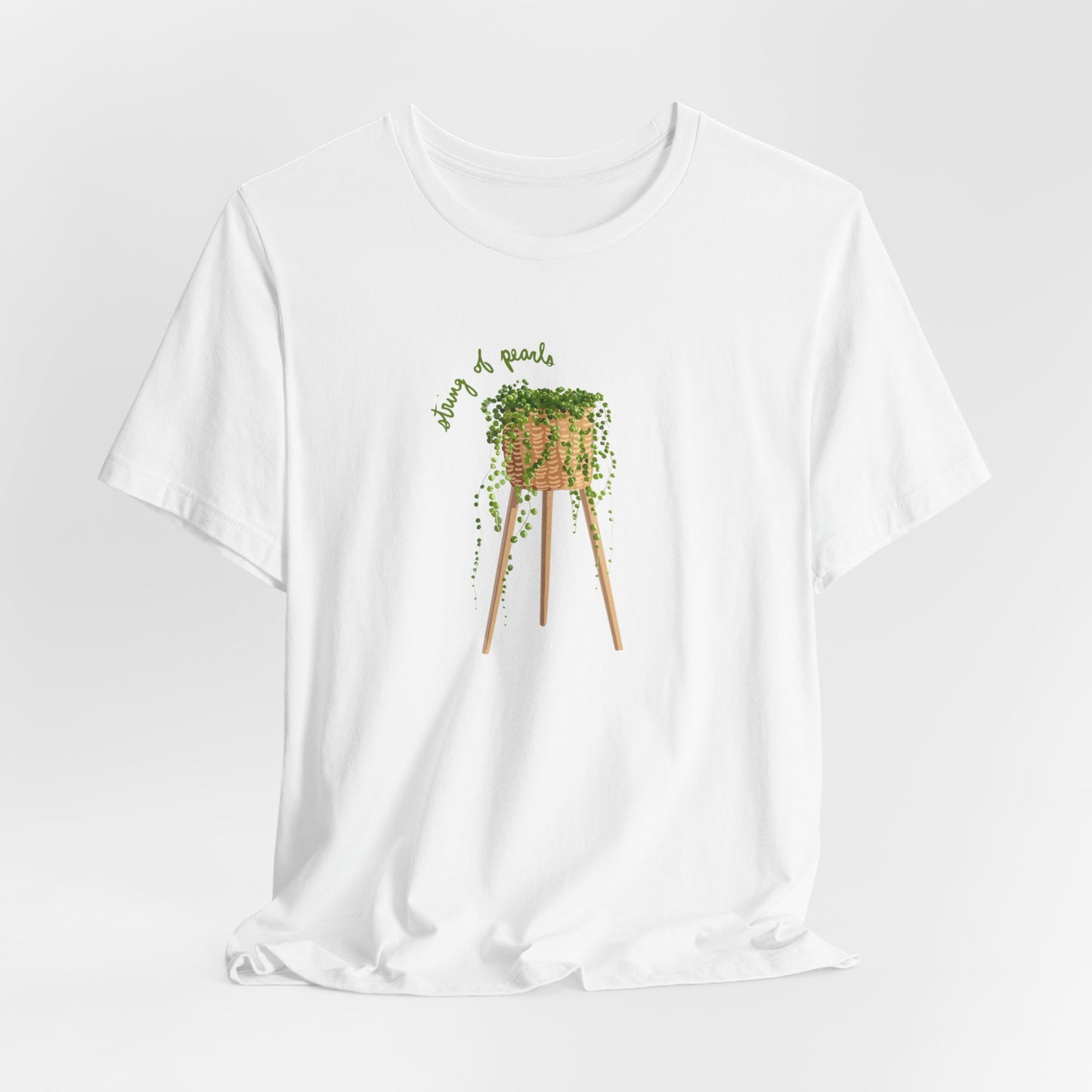 String of Pearls Succulent Plant Lover T-Shirt - White, Natural, Black