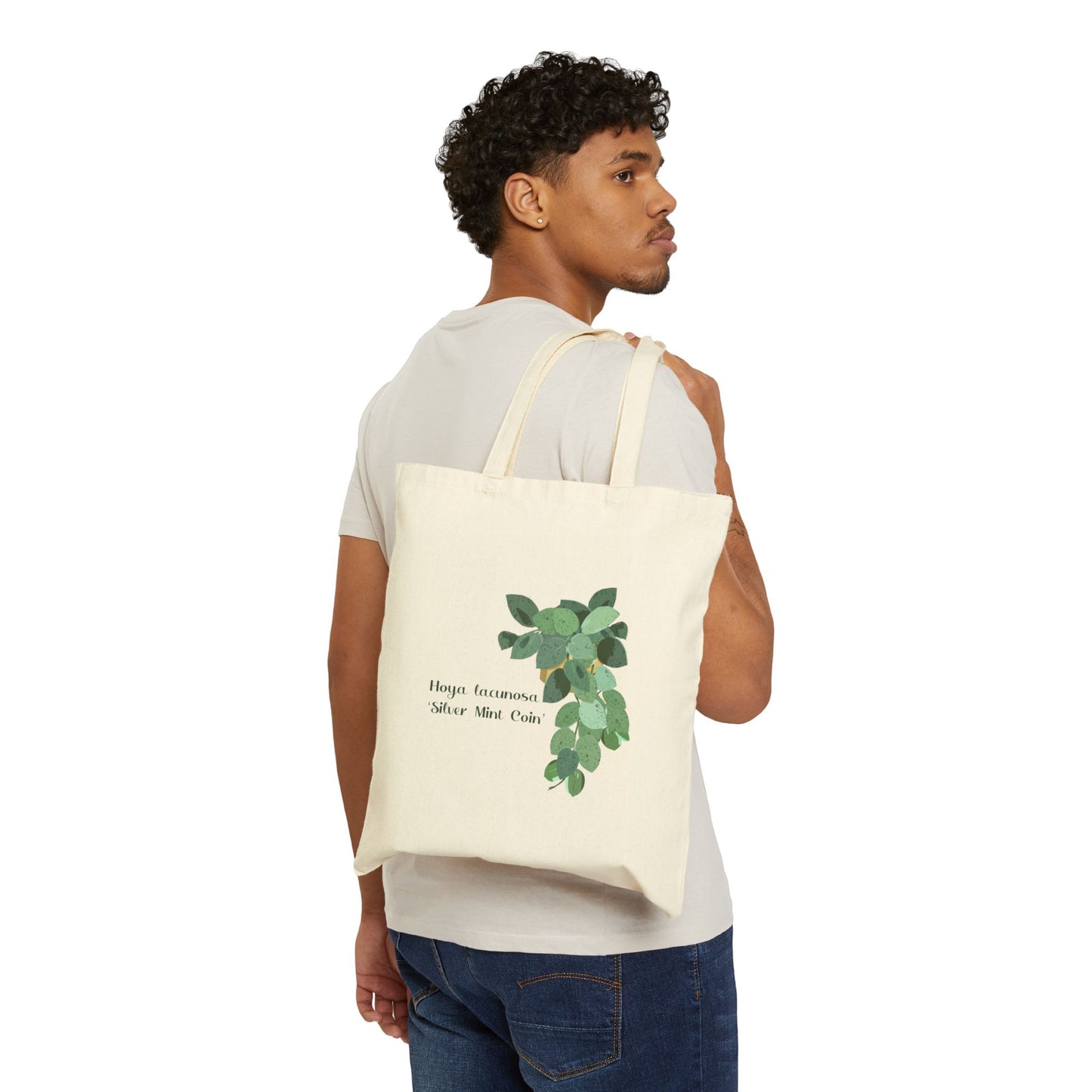 Hoya Lacunosa 'Silver Mint Coin' Canvas Tote Bag - Black