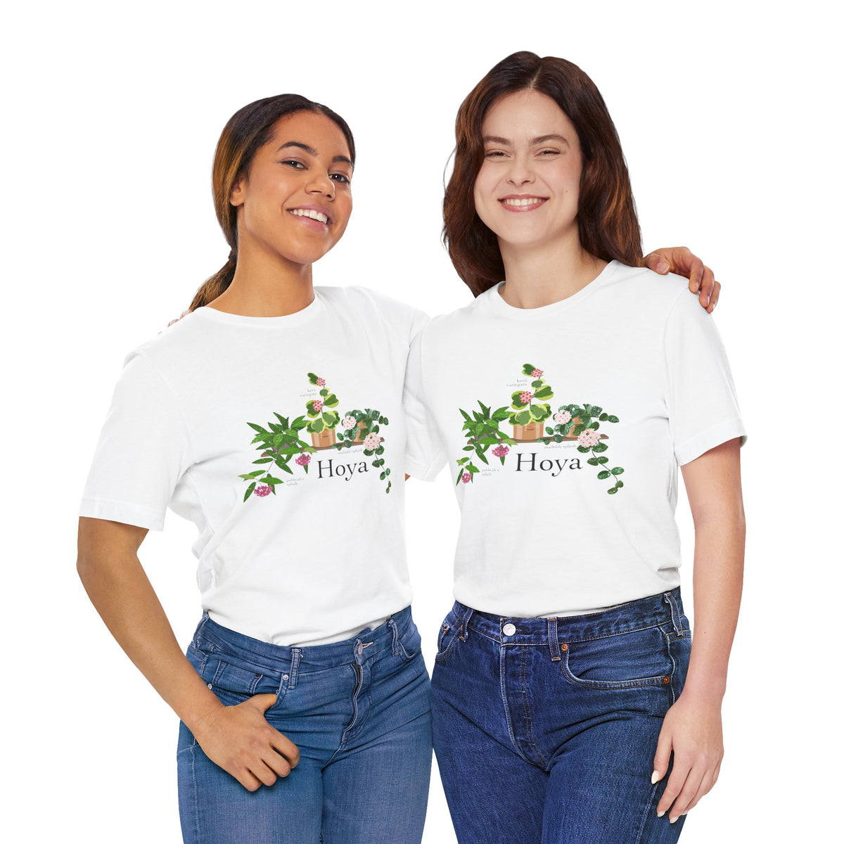 Hoya Mathilde Splash, Kerii Variegata, & Publicalyx Splash Trio T-Shirt for Plant Lovers - White, Natural