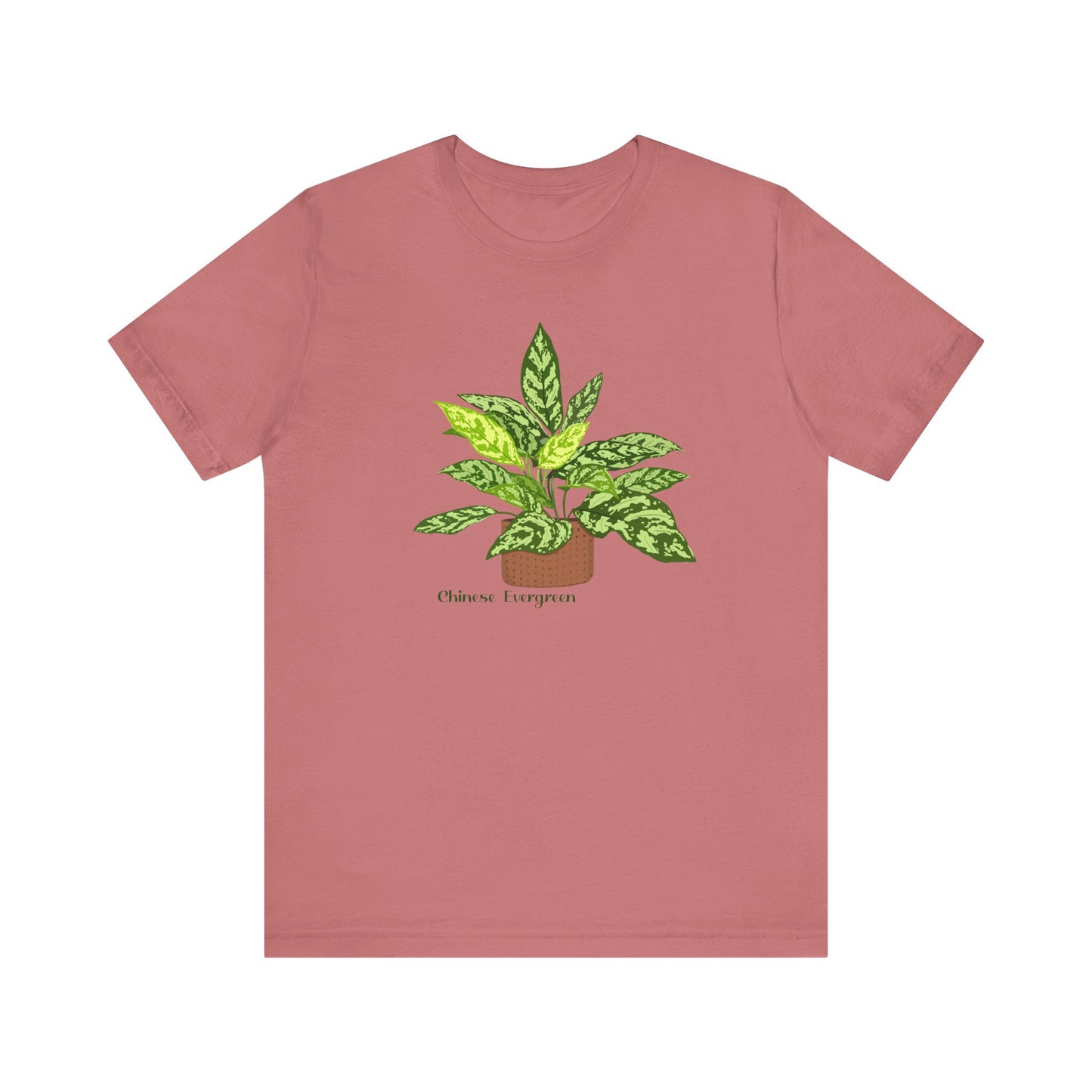 Chinese Evergreen T-Shirt for Plant Lovers - White, Black, Mauve, Tan or Sage