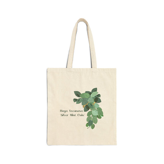 Hoya Lacunosa 'Silver Mint Coin' Canvas Tote Bag - Black