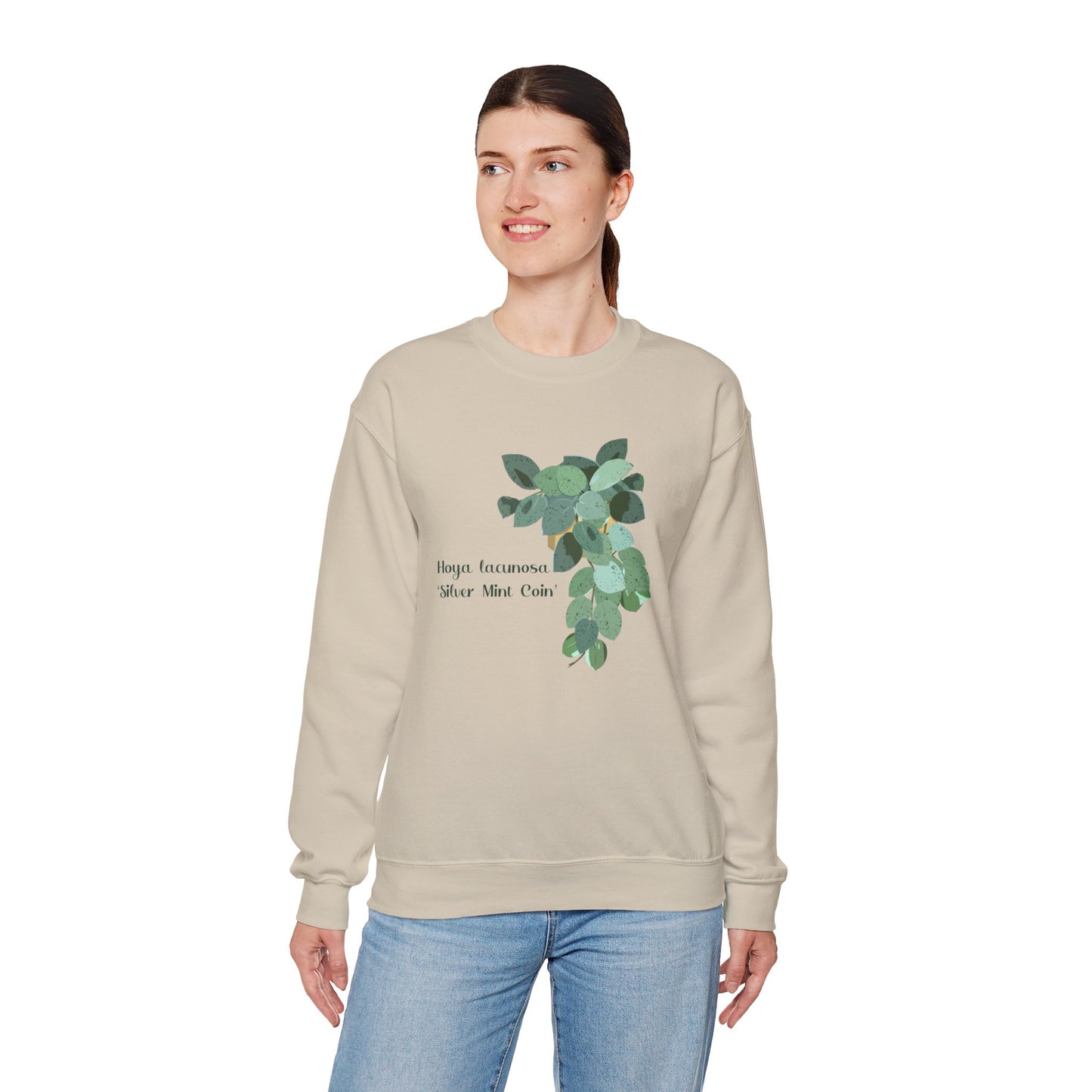 Hoya Lacunosa 'Silver Mint Coin' Plant Lover Crewneck Sweatshirt - Beige