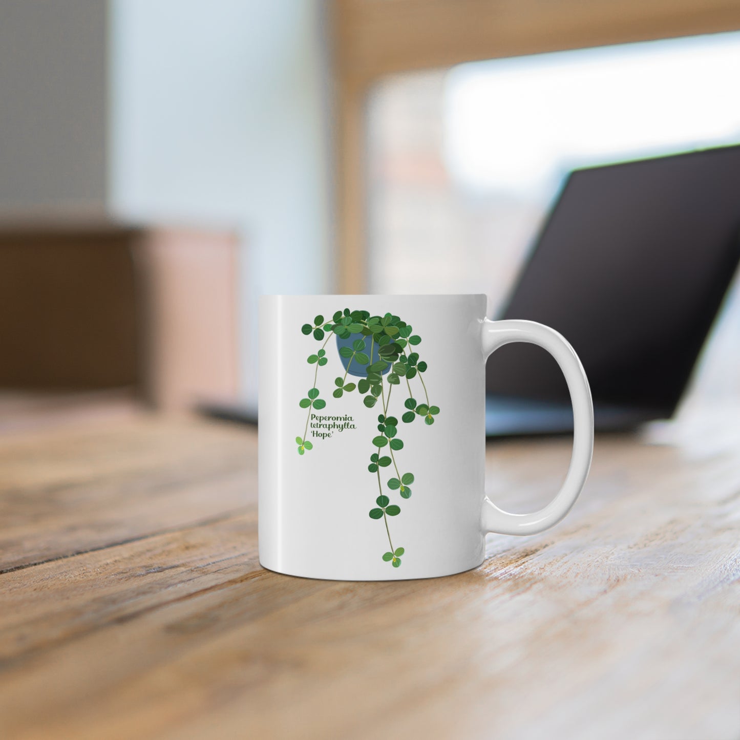 Peperomia Tetraphylla "Hope" Plant Lover Mug - White