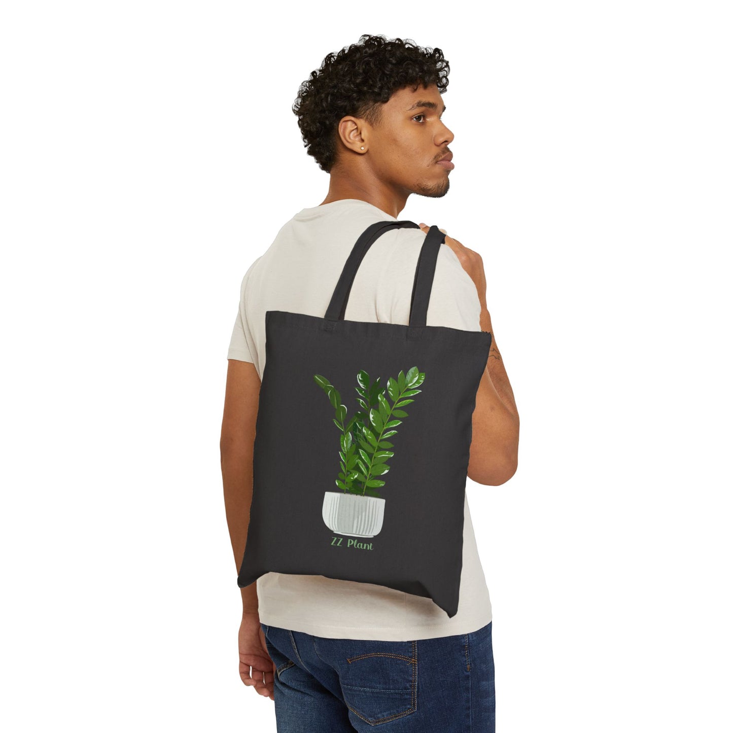 ZZ Plant Canvas Tote Bag - Black