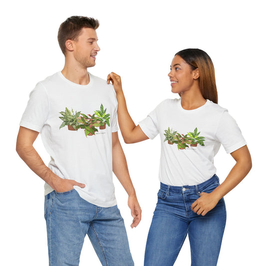 Chinese Evergreen Trio T-Shirt for Plant Lovers - White, Black, Mauve, Tan or Sage