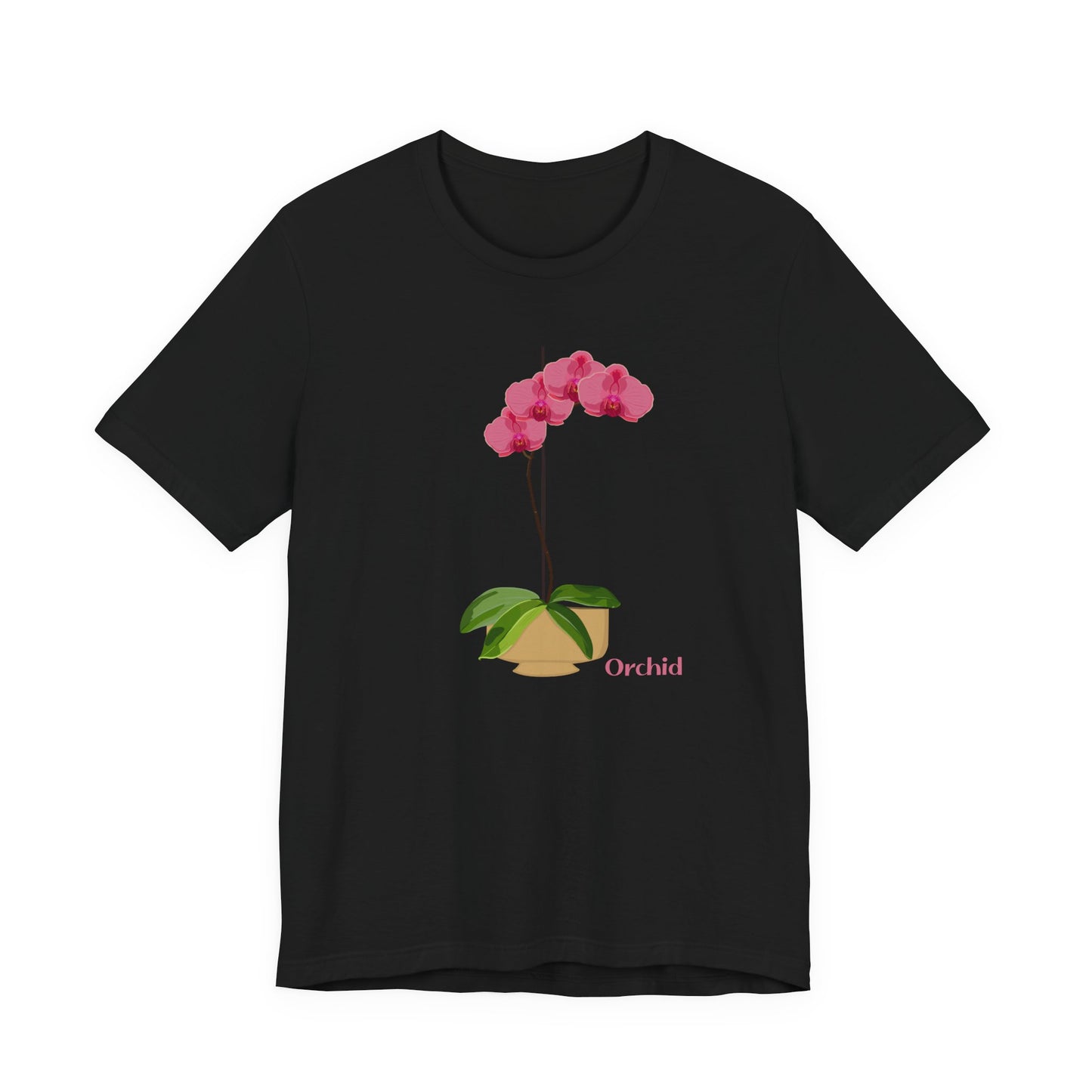 Pink Orchid T-Shirt for Plant and Flower Lovers - White, Natural, Pink, Black