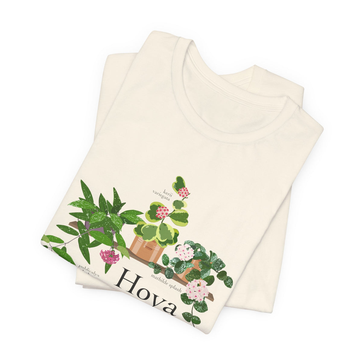 Hoya Mathilde Splash, Kerii Variegata, & Publicalyx Splash Trio T-Shirt for Plant Lovers - White, Natural