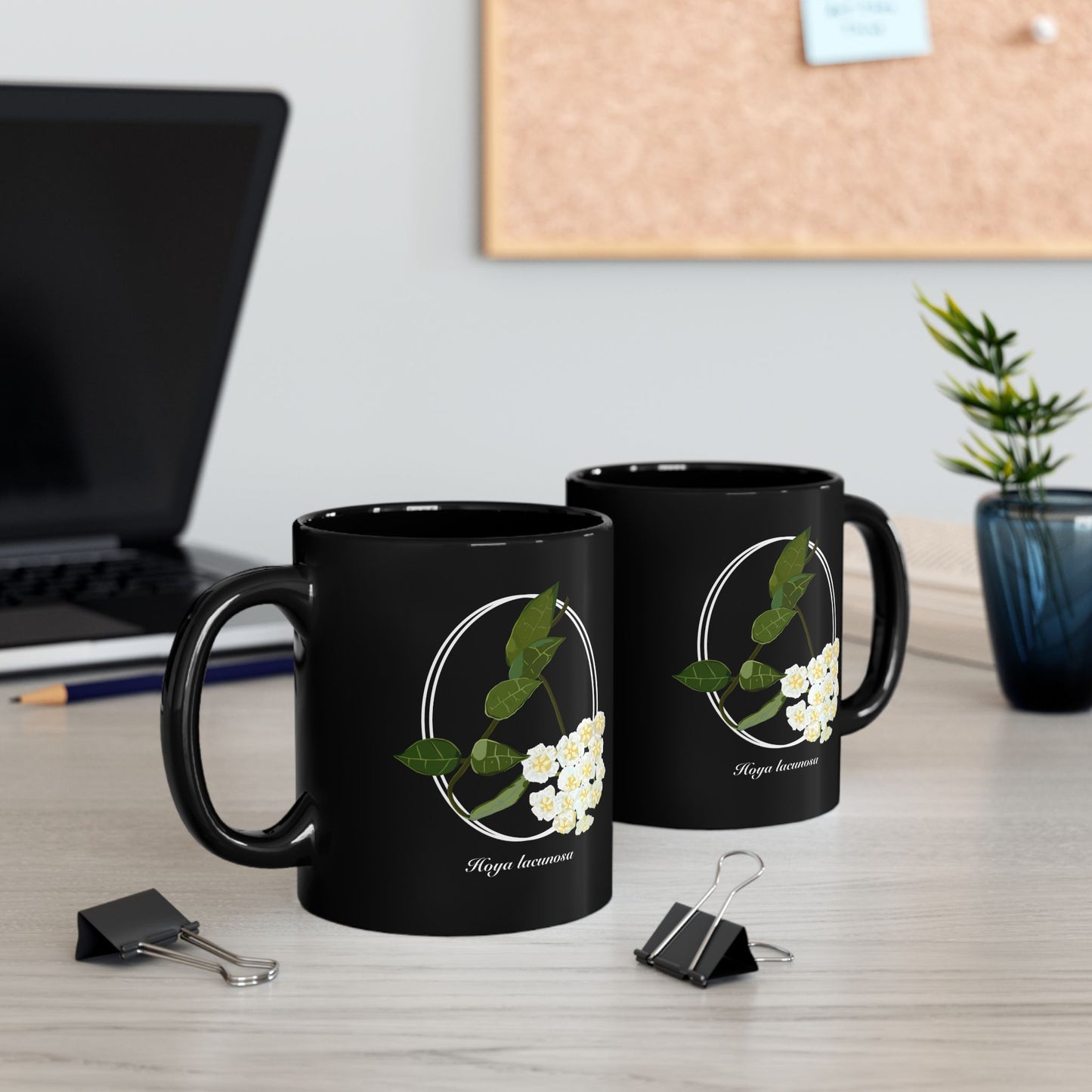 Hoya Lacunosa in Bloom Plant Lover Mug - Black