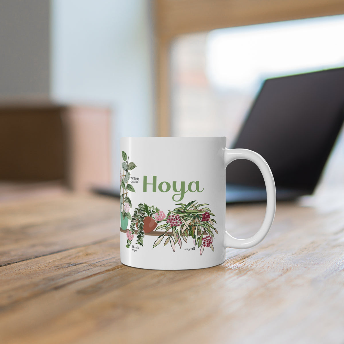 Hoya Hindu Rope, Carnosa, & Wayetii Trio Plant Lover Mug - White