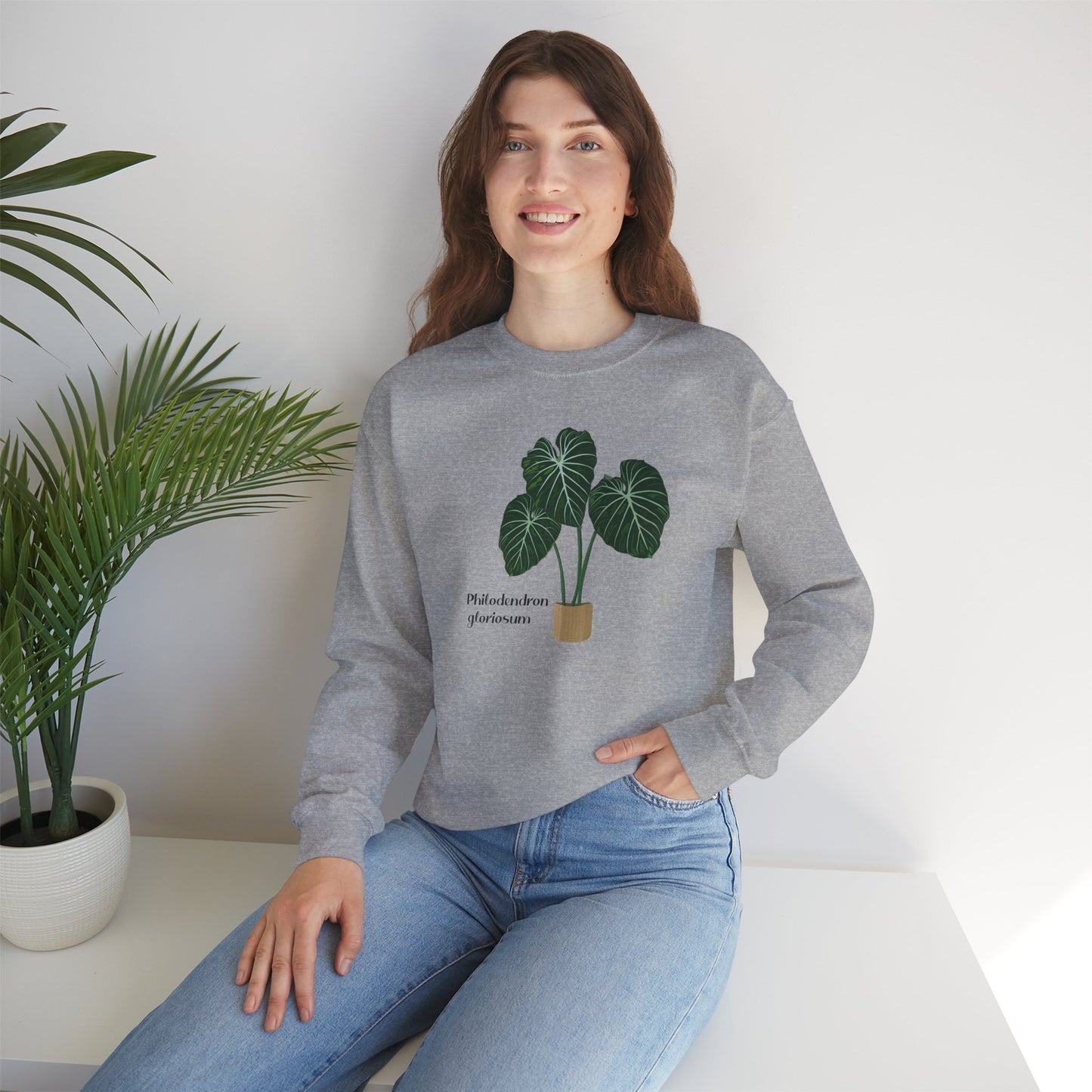 Philodendron Gloriosum Plant Lover Sweatshirt - Grey