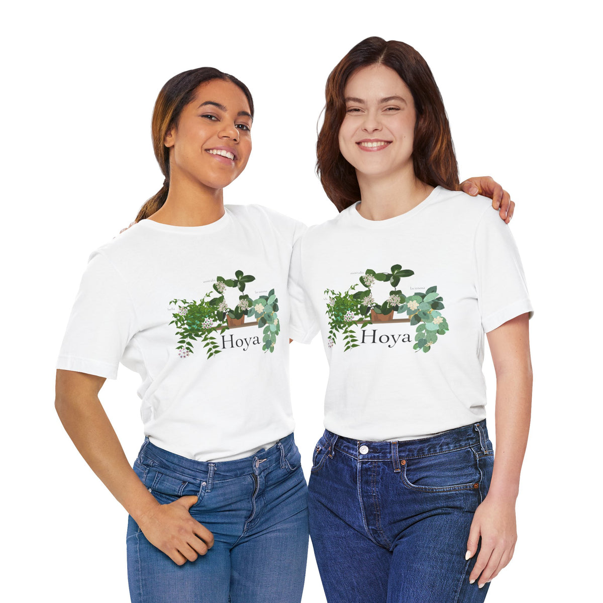 Hoya Lacunosa, Bella, & Australis Trio T-Shirt for Plant Lovers - White, Natural
