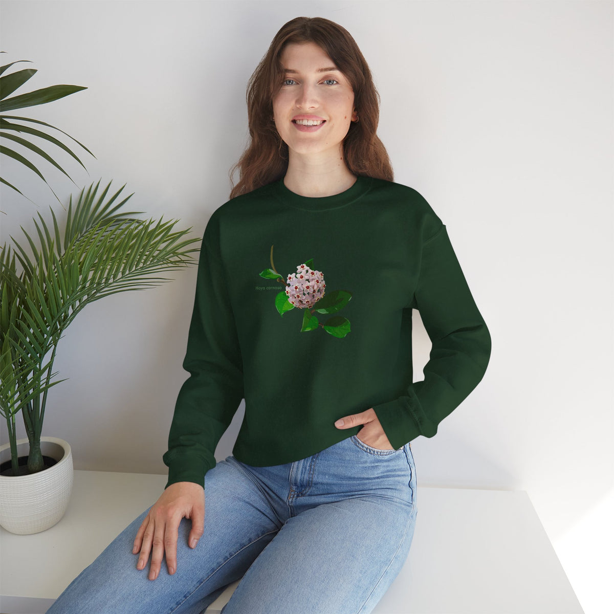 Hoya Carnosa in Bloom Plant Lover Crewneck Sweatshirt
