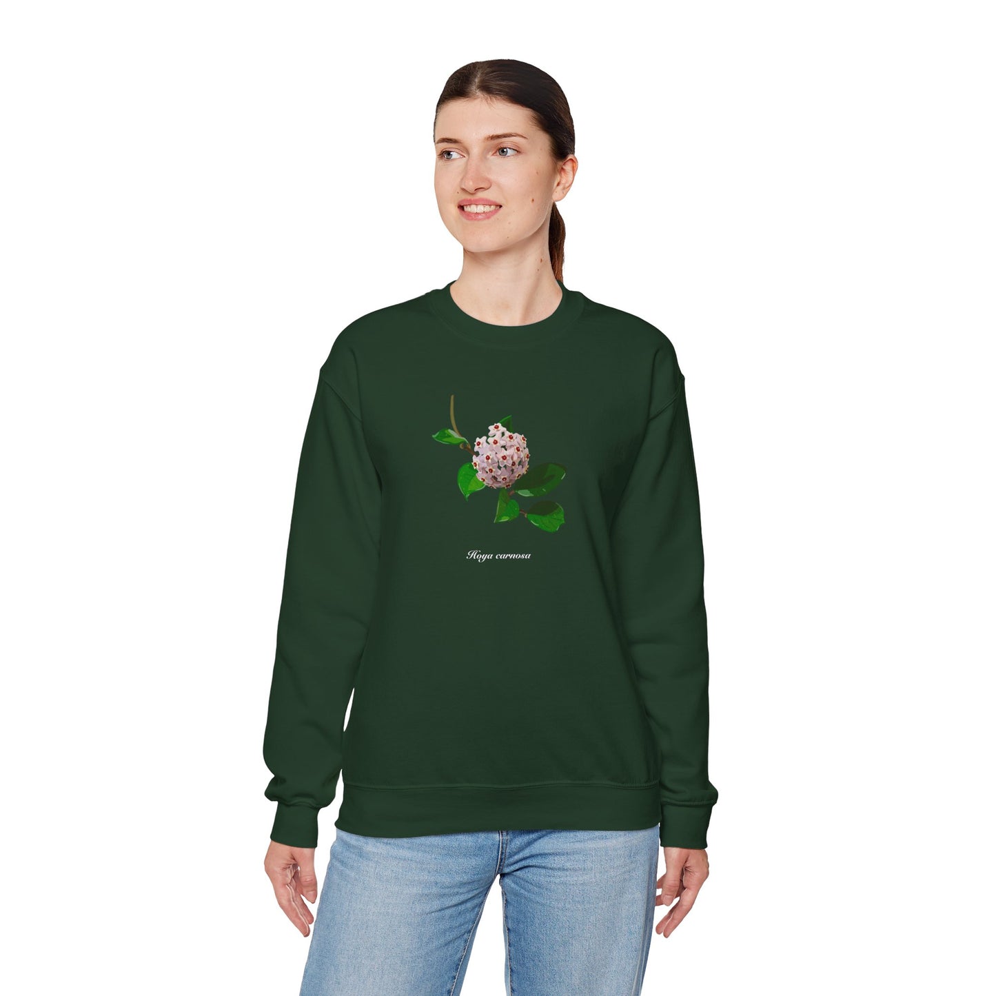 Hoya Carnosa in Bloom Plant Lover Crewneck Sweatshirt - Forest Green