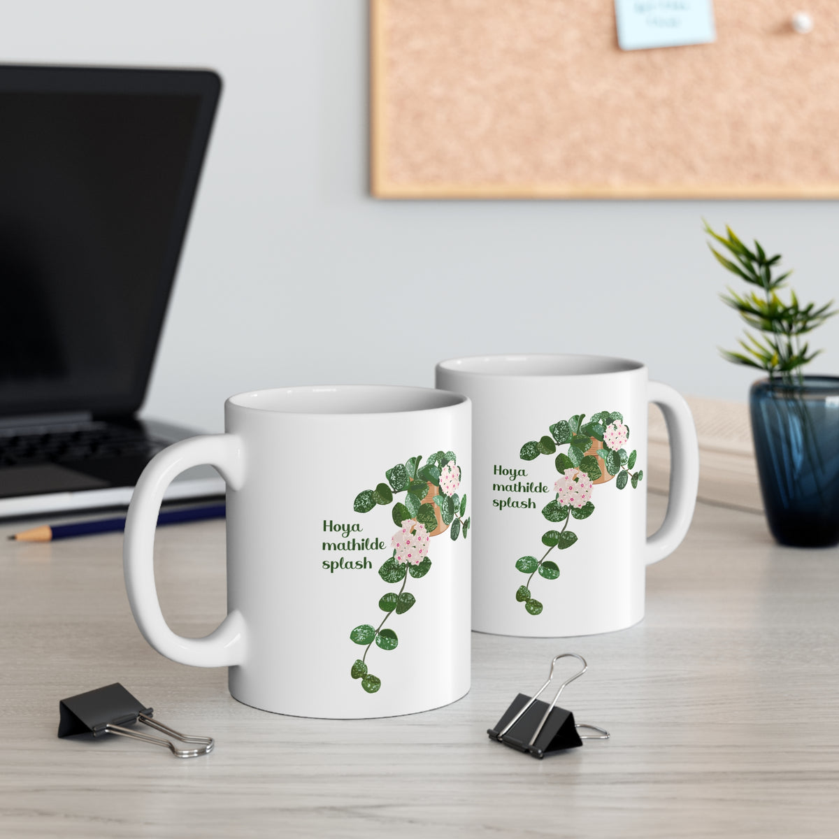 Blooming Hoya Mathilde Splash Plant Lover Mug - White