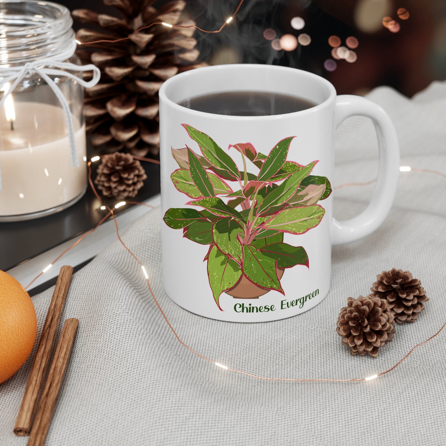Chinese Evergreen Plant Lover Mug - White