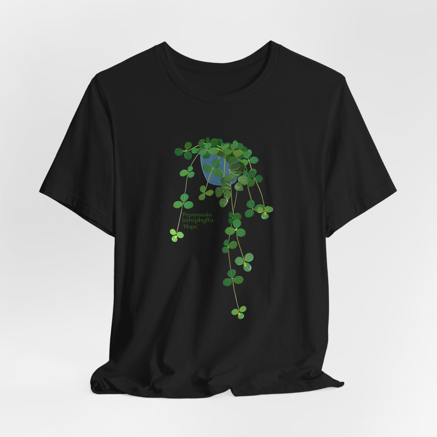 Peperomia Tetraphylla "Hope" Plant Lover T-shirt - White, Black, Natural